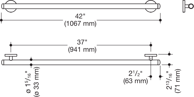 HEWI Haltegriff „System 800K“ in Rubinrot