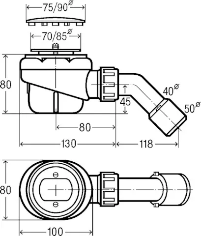 Viega Ablaufgarnitur Modell 6928 „Domoplex“ ⌀ 75 mm, DN40 / 50 8 cm Viega Ablaufgarnitur Modell 6928 „Domoplex“ ⌀ 75 mm, DN40 / 50 8 cm