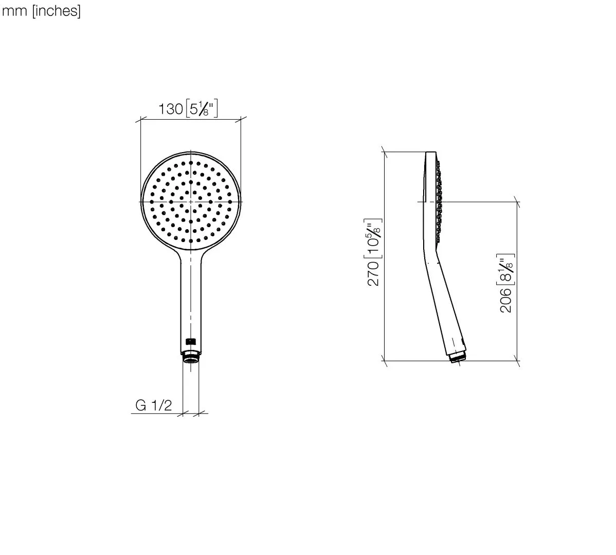 Dornbracht Handbrause SERIENNEUTRAL Dark Bronze gebürstet PVD, Brausekopf Ø 130 mm, Durchfluss max. 6,8 l/min bei 3 Bar, Anschluss 1/2", mit Antikalk-System