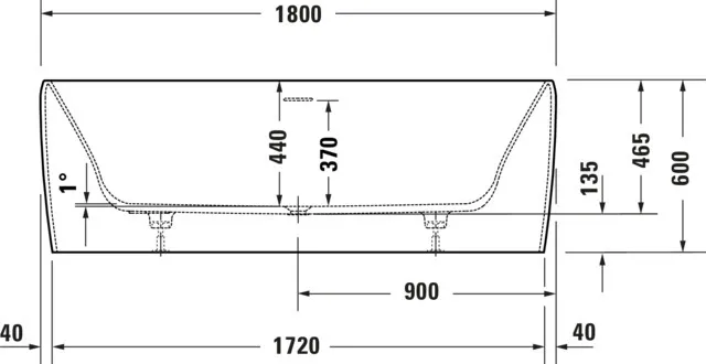 Duravit Badewanne „Qatego“ freistehend rechteck 180 × 80 cm, Mittelablauf