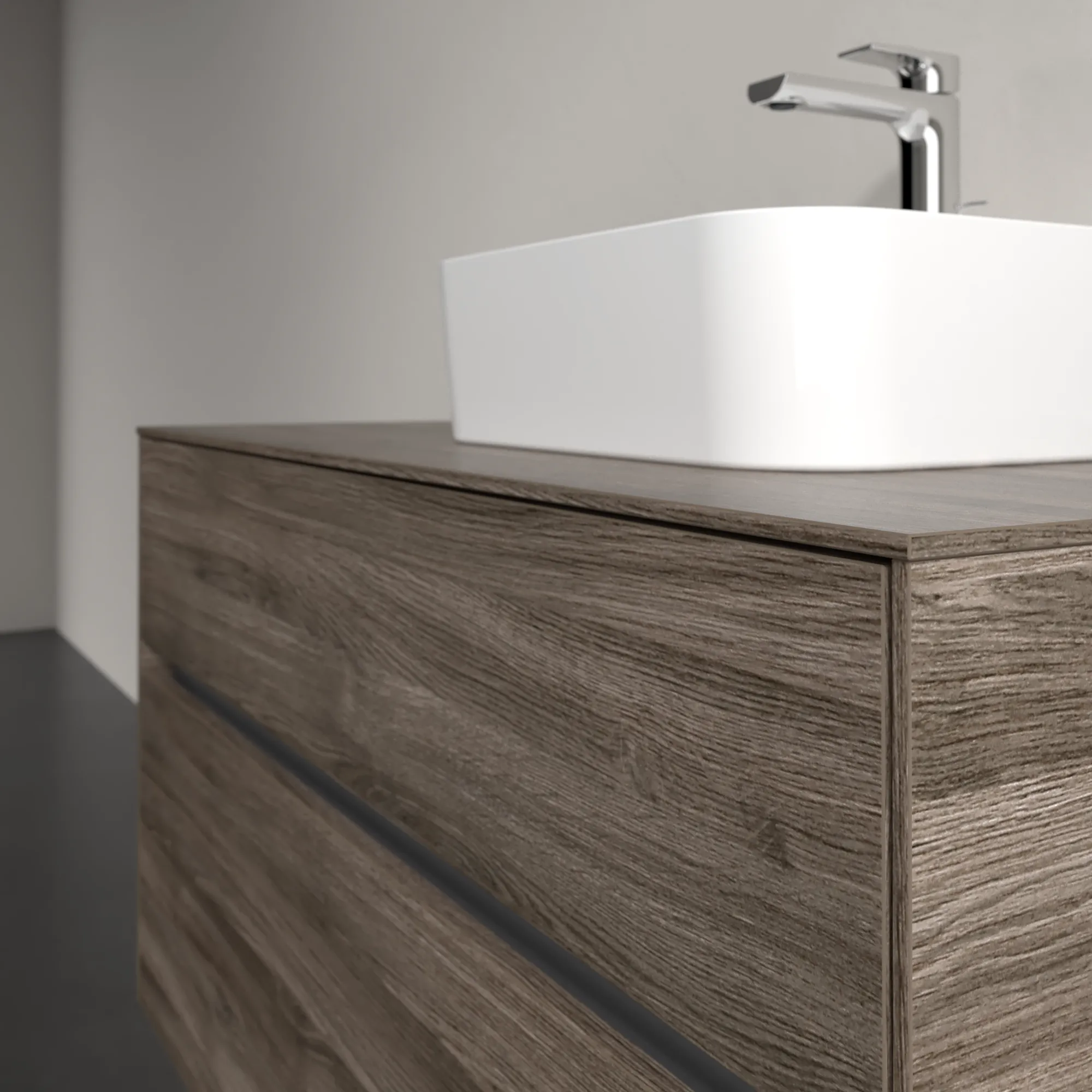 Villeroy & Boch Waschtischunterschrank „Collaro“ 1000 × 548 × 500 mm Stone Oak, ohne Beleuchtung, für Becken rechts