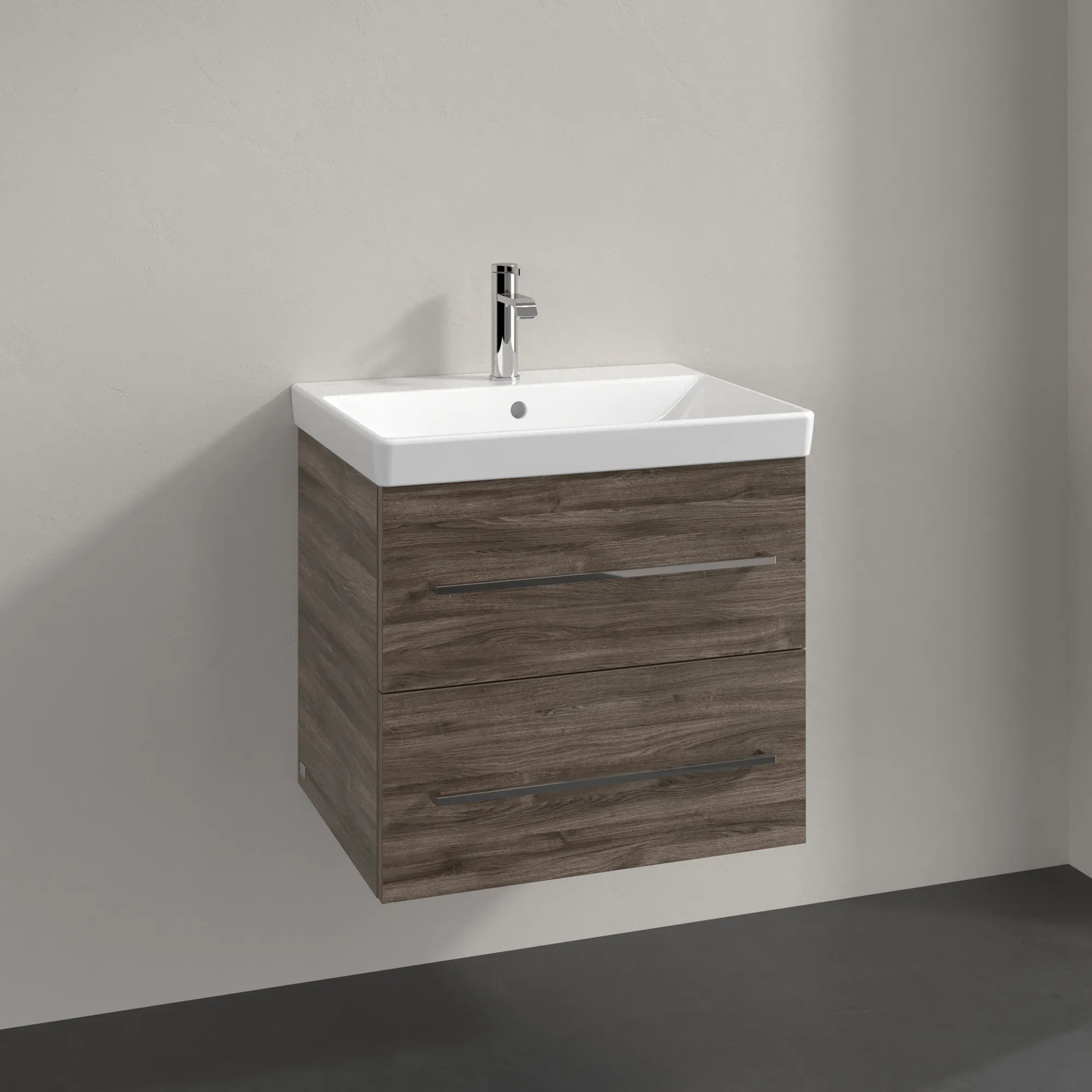 Villeroy & Boch Waschtischunterschrank „Avento“ für Schrankwaschtisch 58 × 51,4 × 45,2 × 45,2 cm Stone Oak, Soft Closing