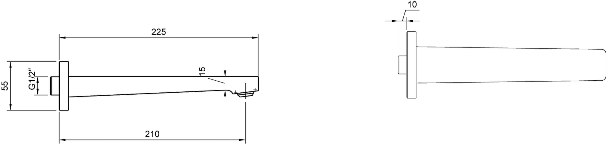 Badewannenauslauf „Architectura Square“ 22,4 cm in Chrom Badewannenauslauf „Architectura Square“ 22,4 cm in Chrom