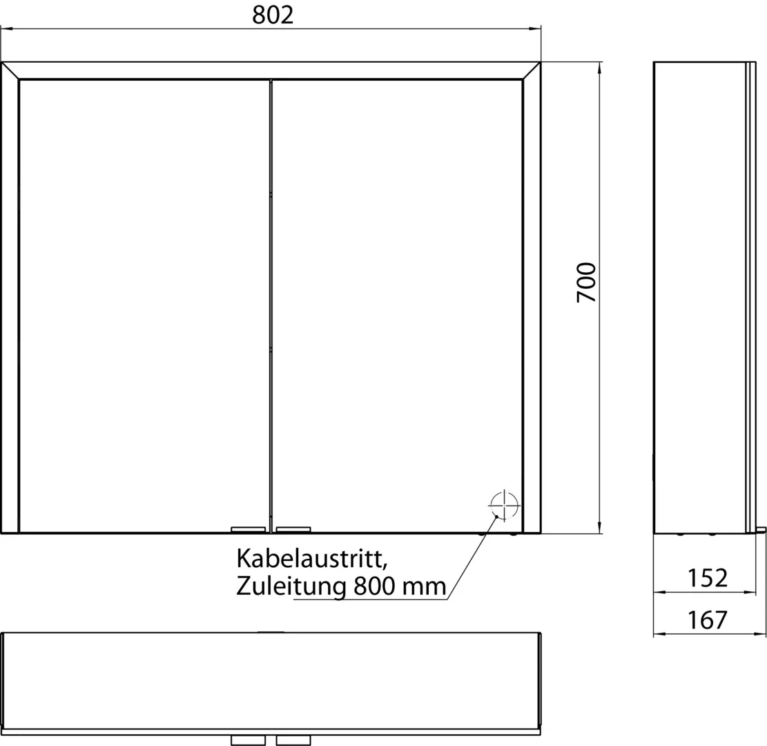 emco Prime 3 LED-Lichtspiegelschrank Aufputz, 800mm, schwarz emco Prime 3 LED-Lichtspiegelschrank Aufputz, 800mm, schwarz