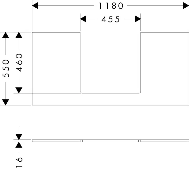 Hansgrohe Xilesa E Konsole, 1180 x 550 mm, mittiger Ausschnitt für Aufsatzwaschtisch, geschliffen, Eiche Kaschmir