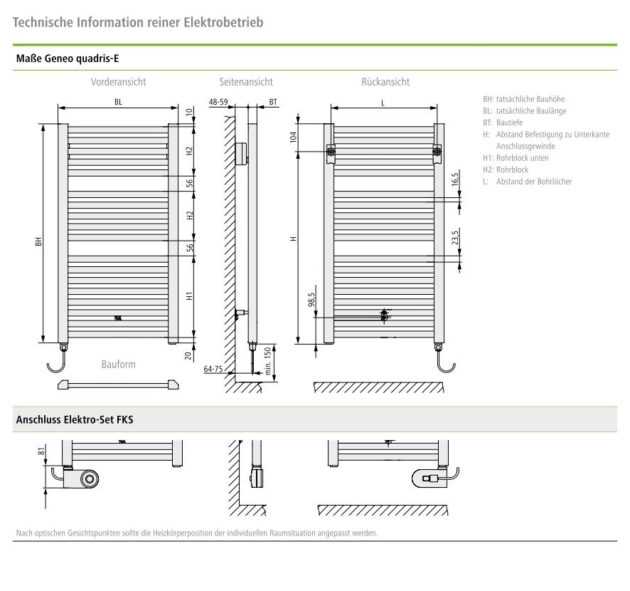 Kermi Design-Elektroheizkörper „Geneo® quadris-E“ 74,6 × 81,4 cm in Farbkonzept