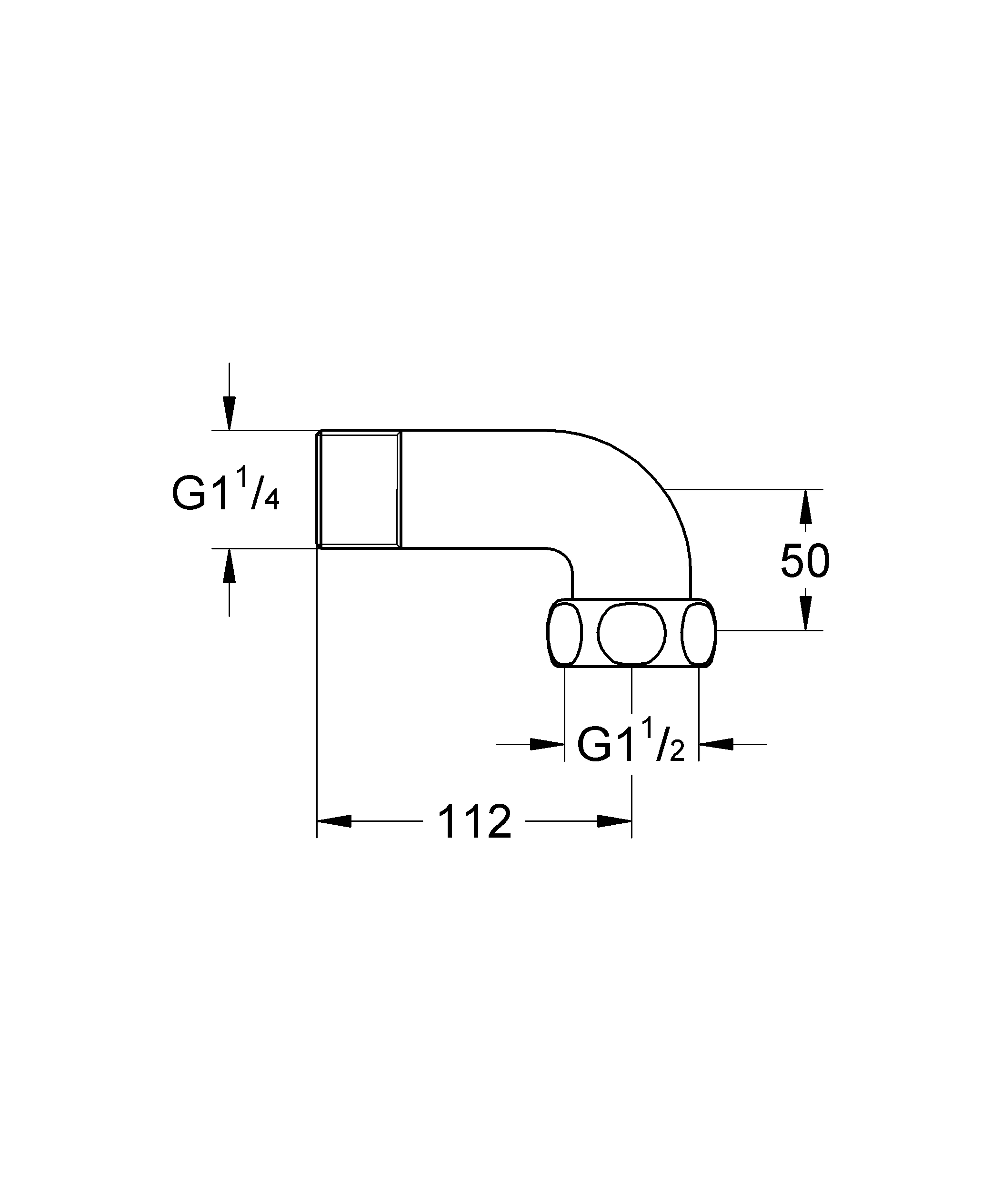 Anschlusswinkel 12430, für Grohtherm XL DN 32, chrom