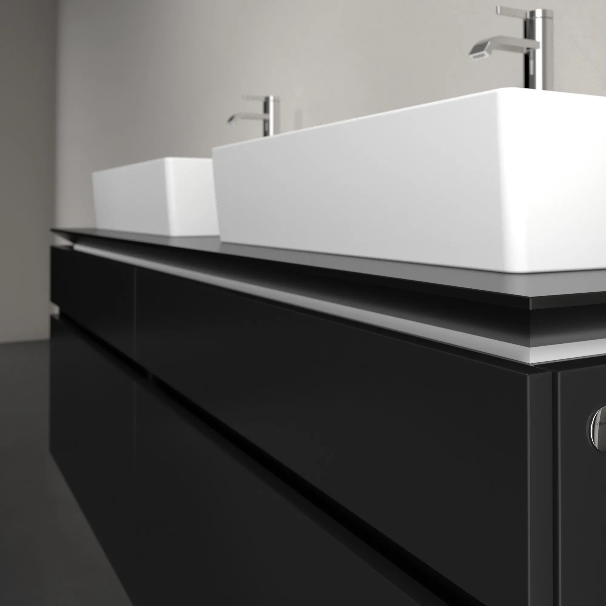 Villeroy & Boch Waschtischunterschrank „Legato“ für Schrankwaschtisch 1600 × 550 × 500 mm Black Matt Lacquer, für links und rechts
