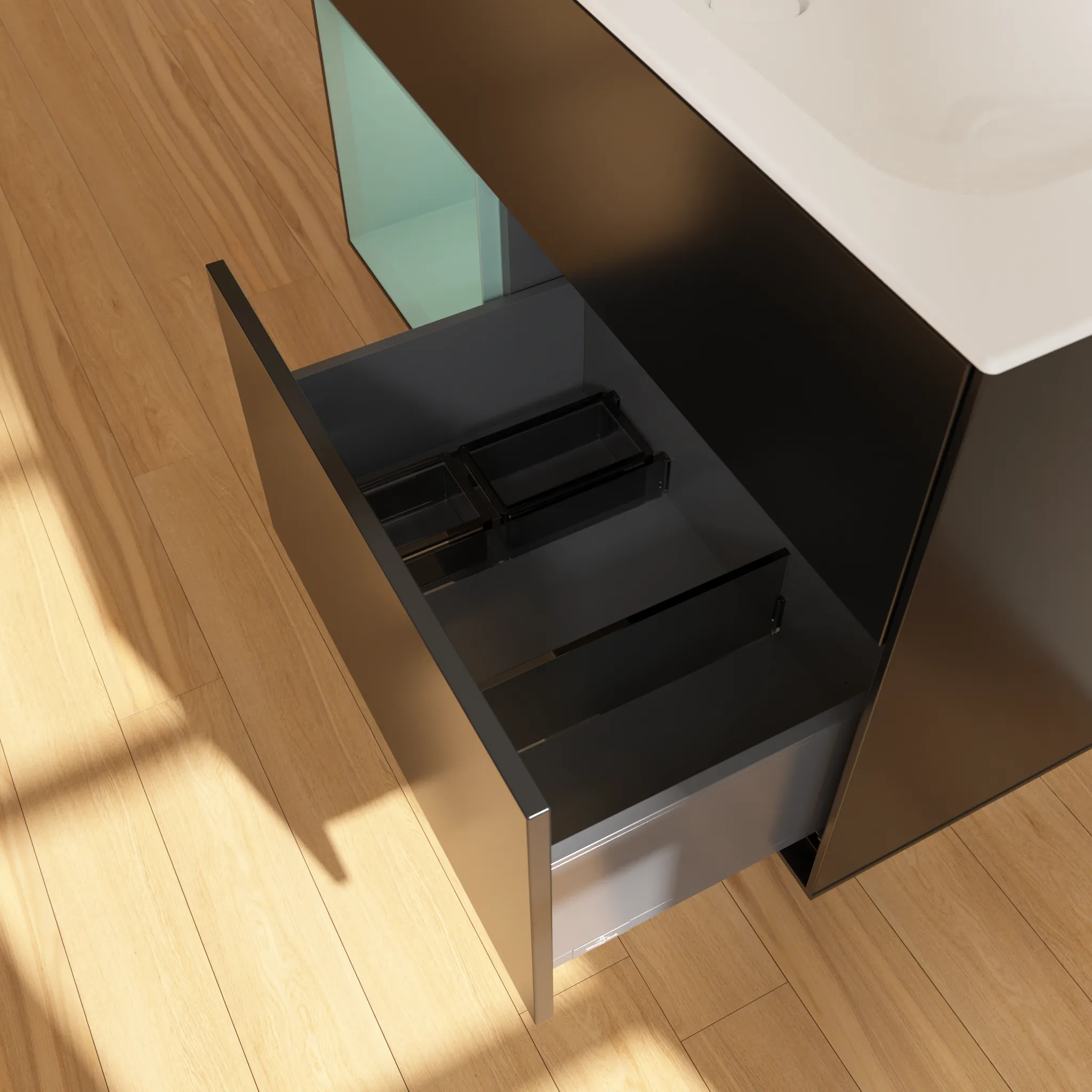 Villeroy & Boch Waschtischunterschrank „Finion“ für Schrankwaschtisch 996 × 591 × 498 mm Black Matt Lacquer, für Becken mittig Villeroy & Boch Waschtischunterschrank „Finion“ für Schrankwaschtisch 996 × 591 × 498 mm Black Matt Lacquer, für Becken mittig