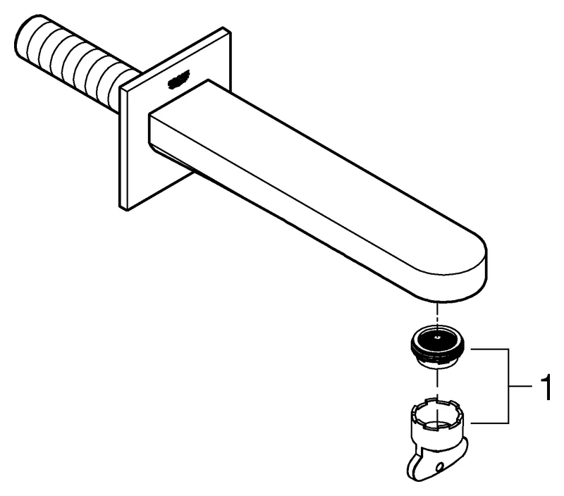 Wanneneinlauf Plus 13404_3, Wandmontage, Ausladung 168 mm, chrom