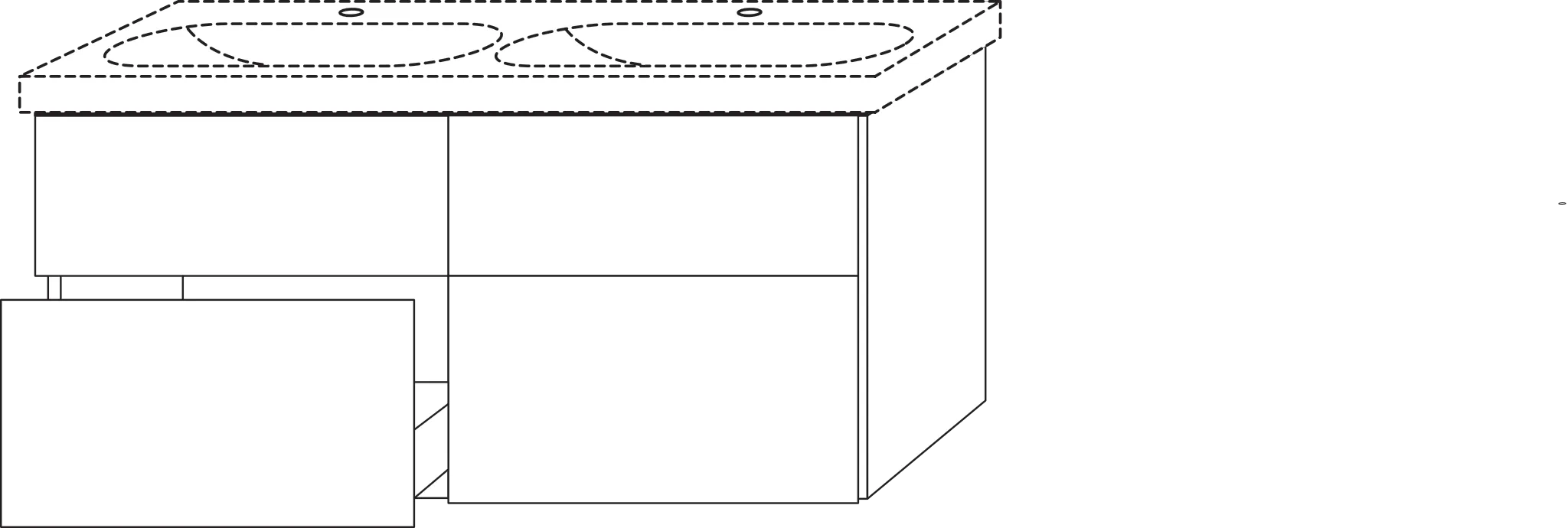 Waschtischunterbau mit Auszügen 3way (UF420) 586x1170x467 Schwarz-Matt