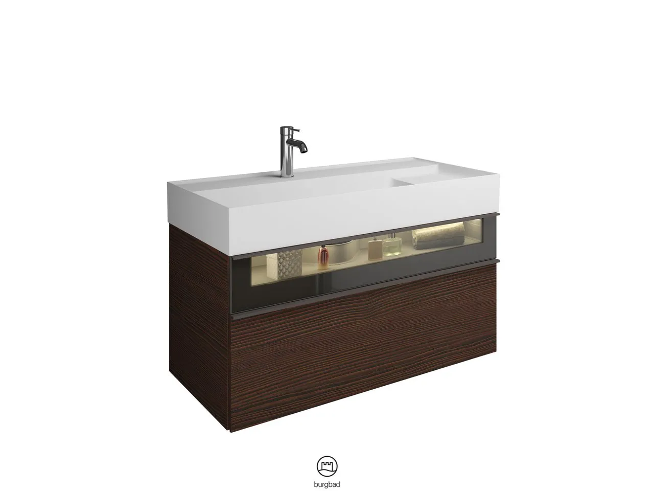 burgbad Yumo Mi-Waschtisch inkl. WTU SFMX102, Mineralguss, 470x1015x610mm, PG1 burgbad Yumo Mi-Waschtisch inkl. WTU SFMX102, Mineralguss, 470x1015x610mm, PG1