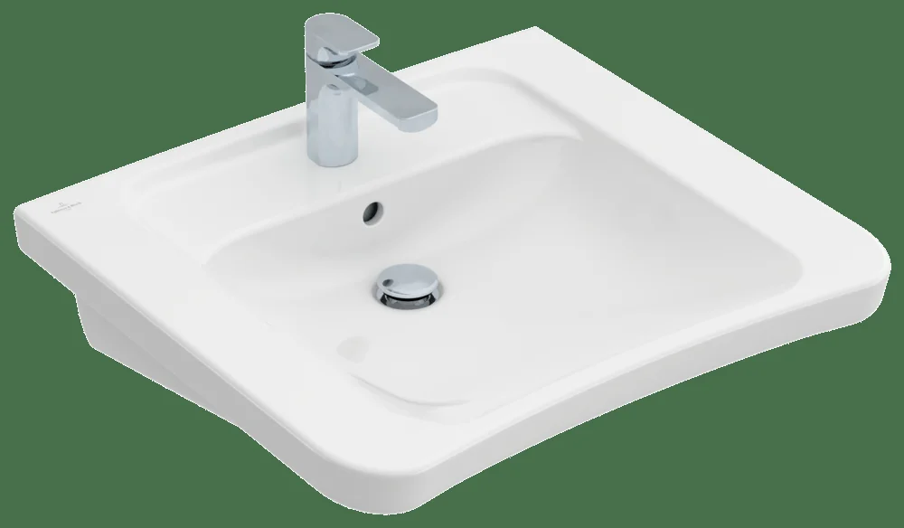 Villeroy & Boch ViCare Waschbecken 650x550mm rechteckig 1HL. m. ÜL. Weiß Alpin AntiBac cplus
