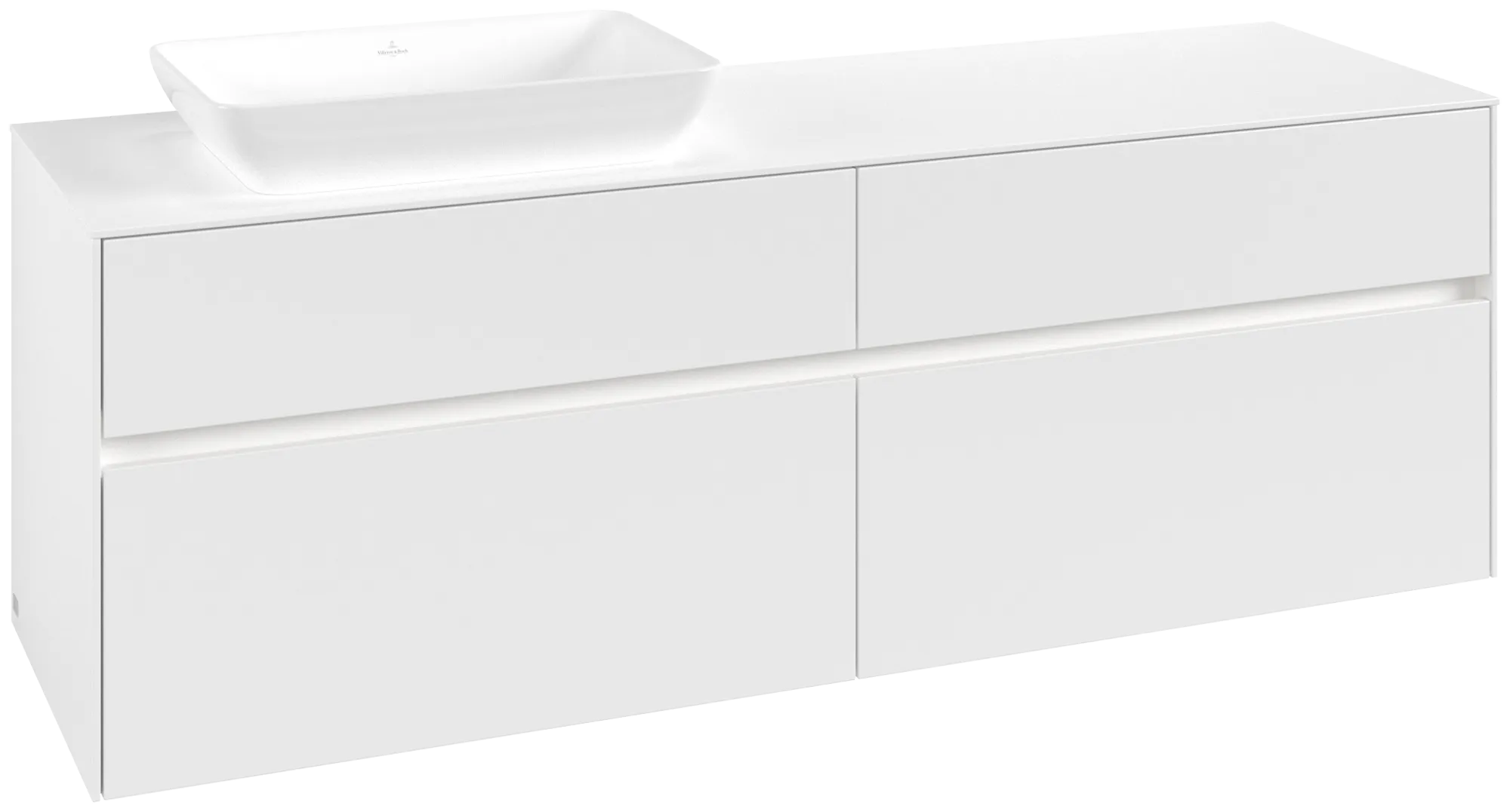 Villeroy & Boch Waschtischunterschrank „Collaro“ 1600 × 548 × 500 mm Weiß Matt, mit Beleuchtung, für Becken links