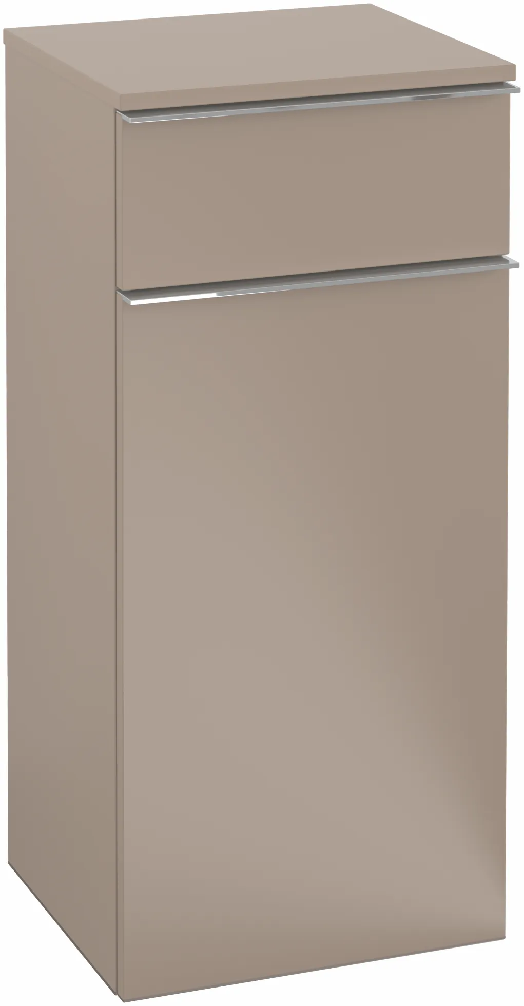 Villeroy & Boch Seitenschrank „Venticello“ Anschlag (Scharnier) rechts, 1 Tür und 1 Auszug 40,4 × 86,6 × 37,2 × 37,2 cm Glossy Grey, Anschlag rechts, 1 Tür