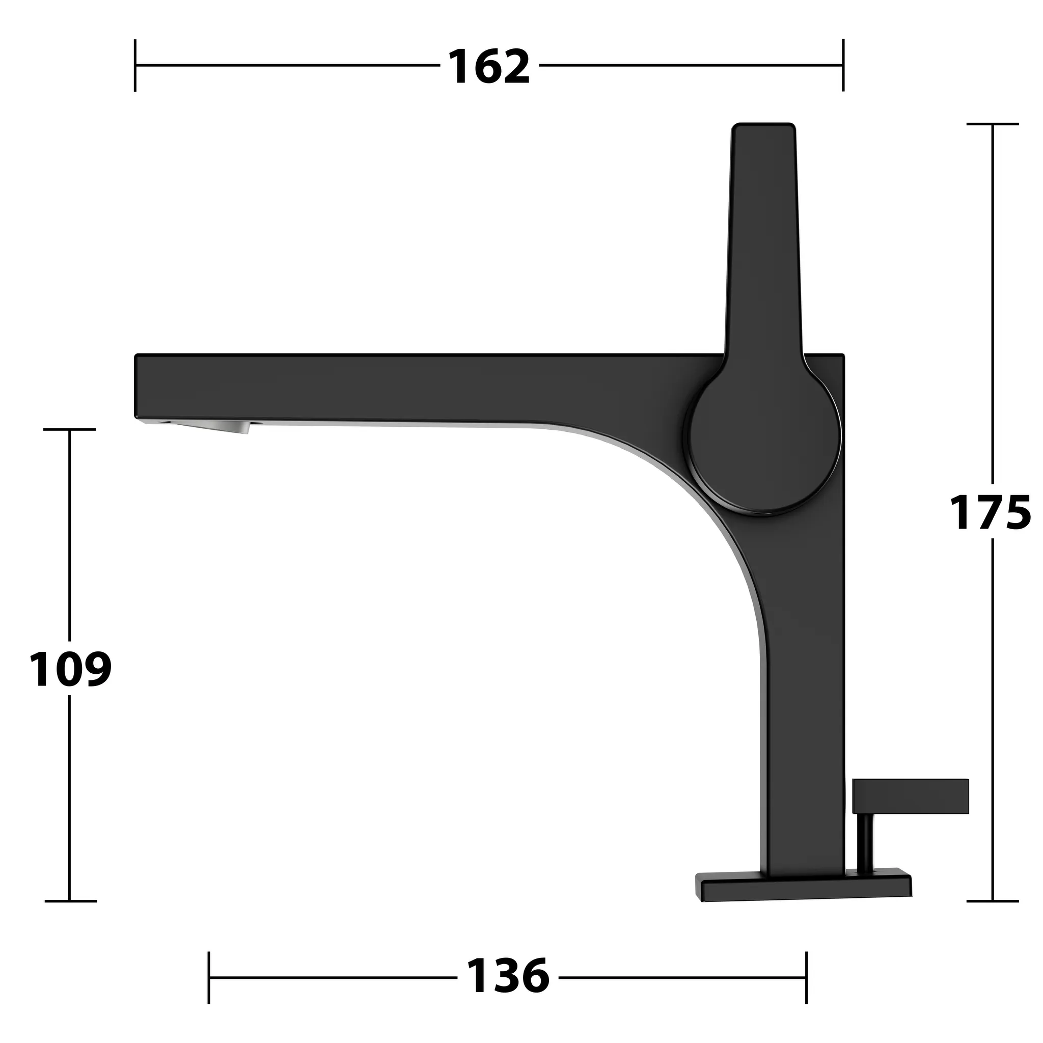 EHM-WT-Mischer 110 E11 51104, m. Ablaufgrt., schwarz-matt