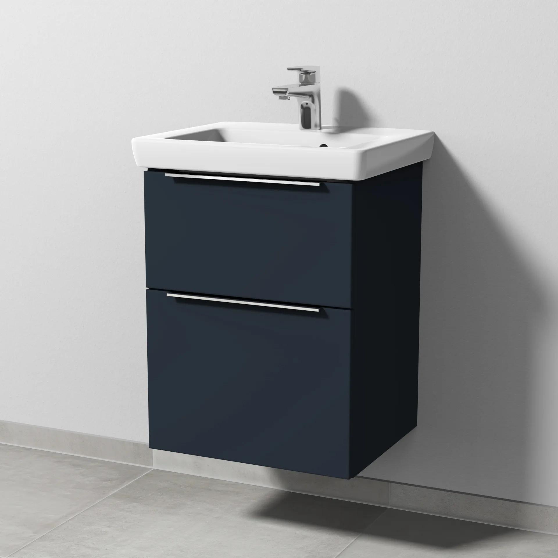 Sanipa Waschtischunterschrank „3way“ 450 × 593 × 387 mm in Marine (matt), Becken mittig Sanipa Waschtischunterschrank „3way“ 450 × 593 × 387 mm in Marine (matt), Becken mittig