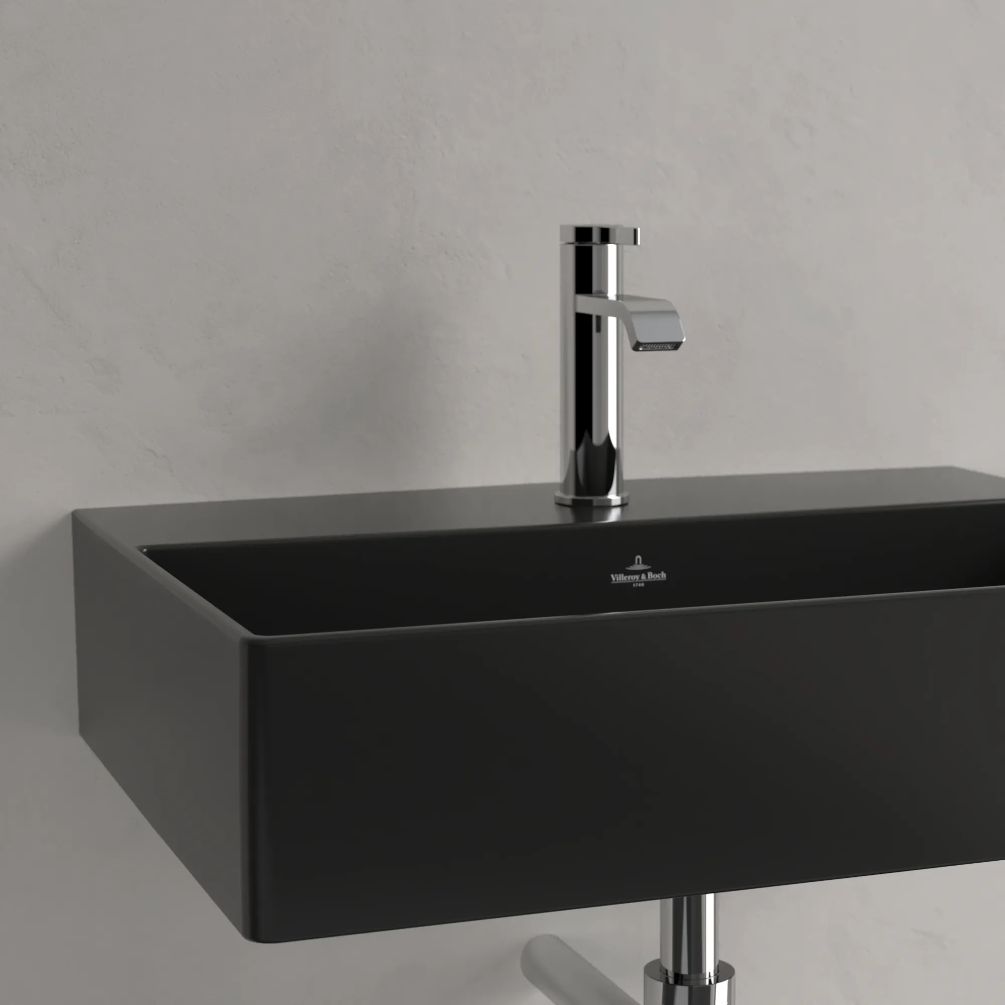 Villeroy & Boch Wandwaschtisch aus TitanCeram geschliffen „Memento 2.0“ 600 × 420 × 135 mm, mit Hahnlochbohrung, Hahnlochposition mittig in Pure Black Villeroy & Boch Wandwaschtisch aus TitanCeram geschliffen „Memento 2.0“ 600 × 420 × 135 mm, mit Hahnlochbohrung, Hahnlochposition mittig in Pure Black