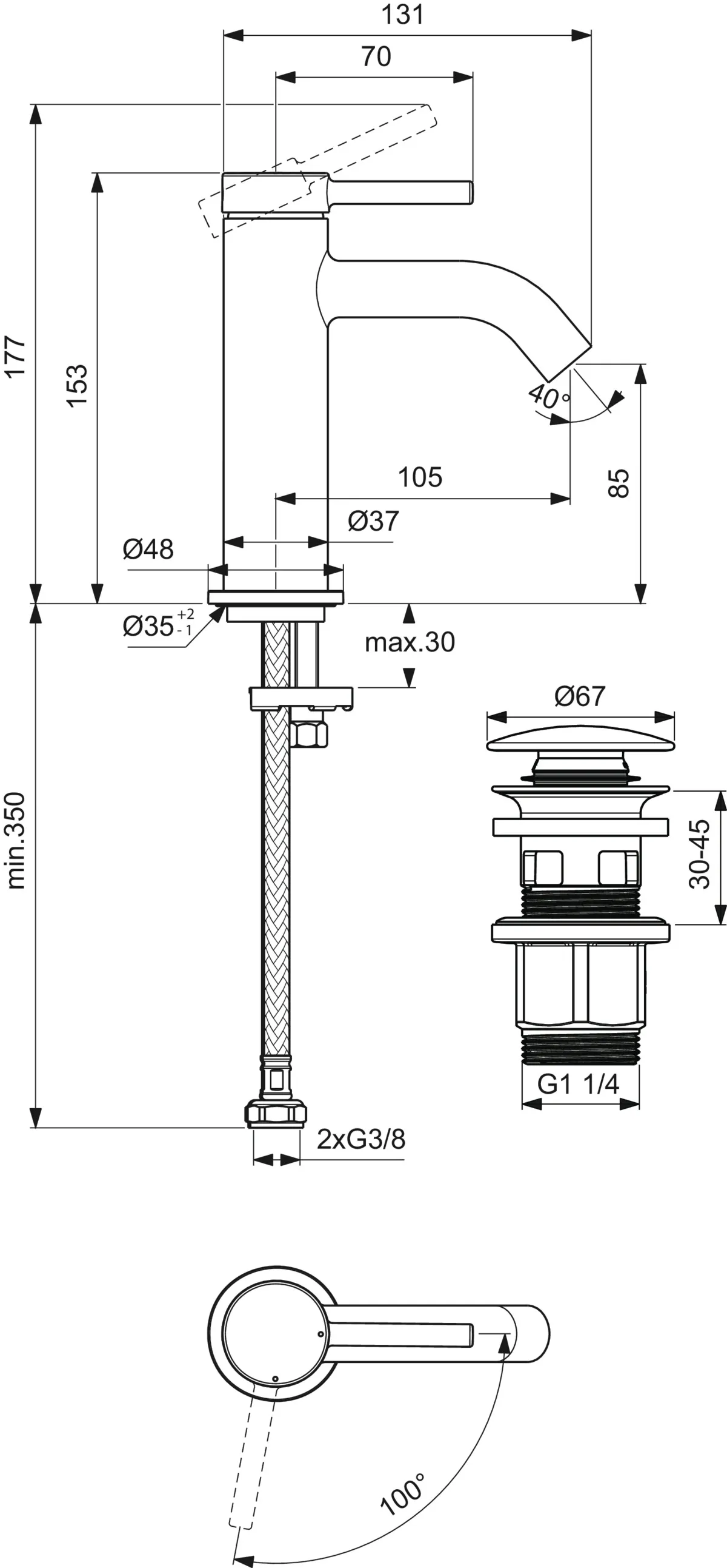 Waschtischarmatur Ceraline Nuovo Ausladung 105mm mit Push-Open-Ventil BlueStart Chrom Waschtischarmatur Ceraline Nuovo Ausladung 105mm mit Push-Open-Ventil BlueStart Chrom