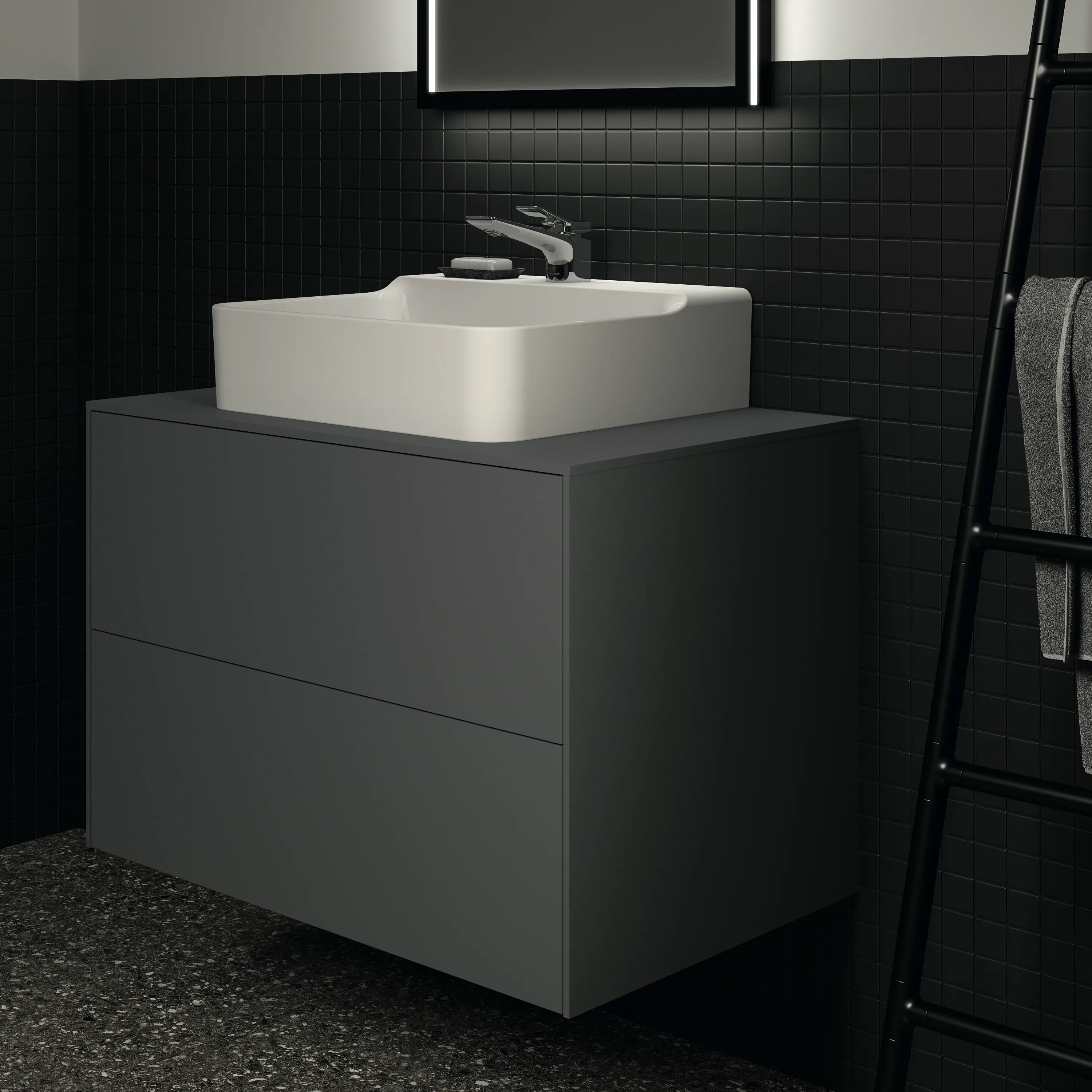 Ideal Standard Waschtischunterschrank Conca, 2 Auszüge, anthrazit Ideal Standard Waschtischunterschrank Conca, 2 Auszüge, anthrazit