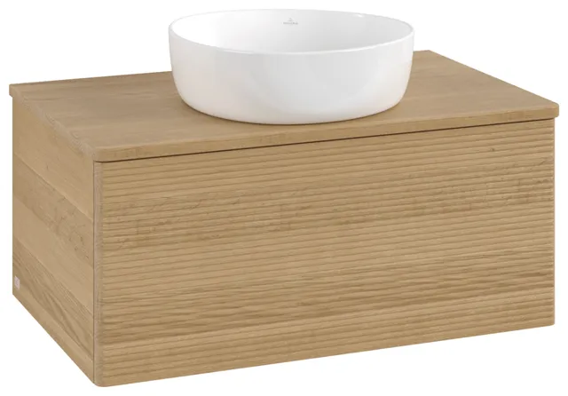 Villeroy & Boch Waschtischunterschrank „Antao“ 800 × 360 × 500 mm Honey Oak, für Becken mittig, mit Beleuchtung