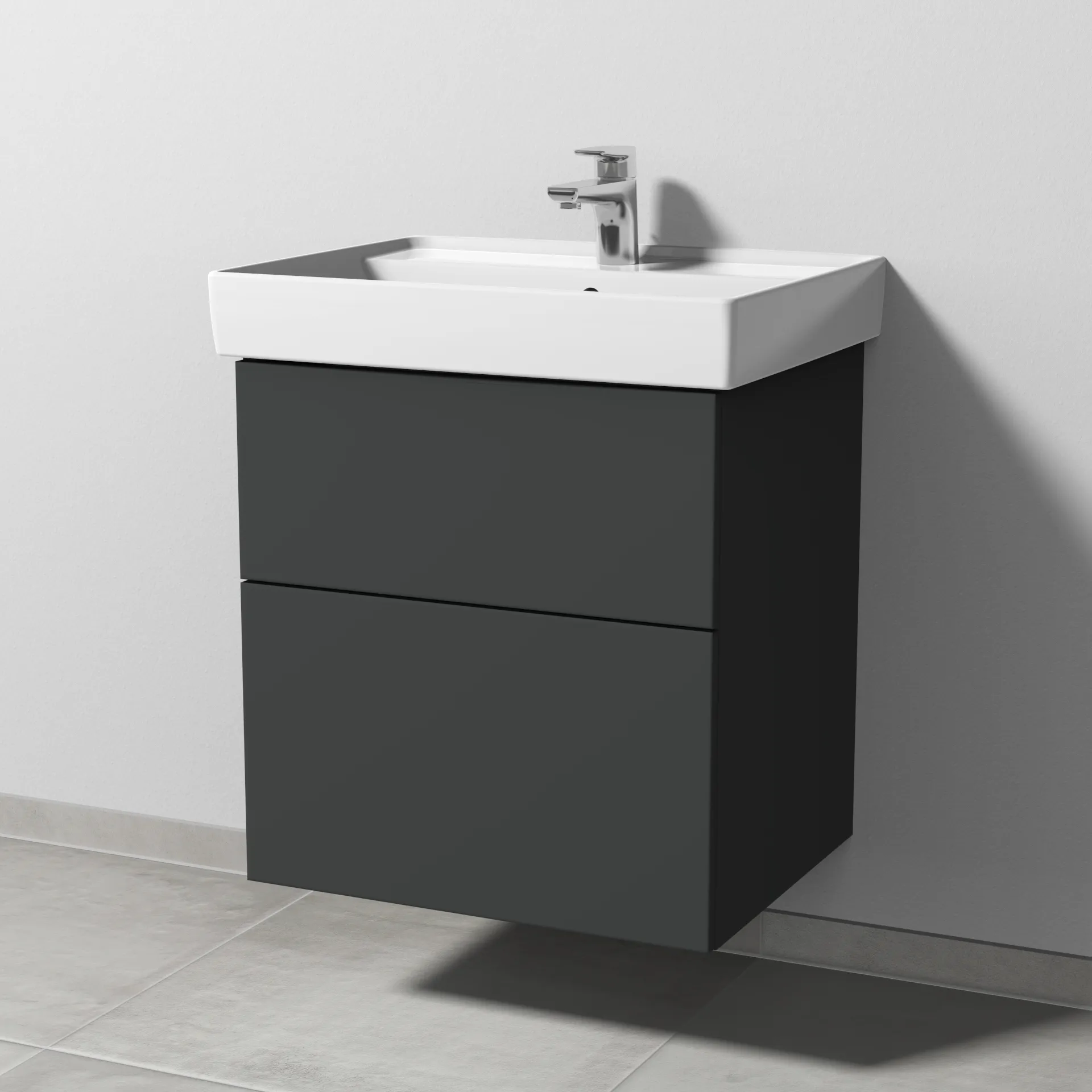 Sanipa Waschtischunterschrank „3way“ passend zu Keramik-Waschtische Collaro von Villeroy &Boch 550 × 588 × 447 mm in Graphit (matt)