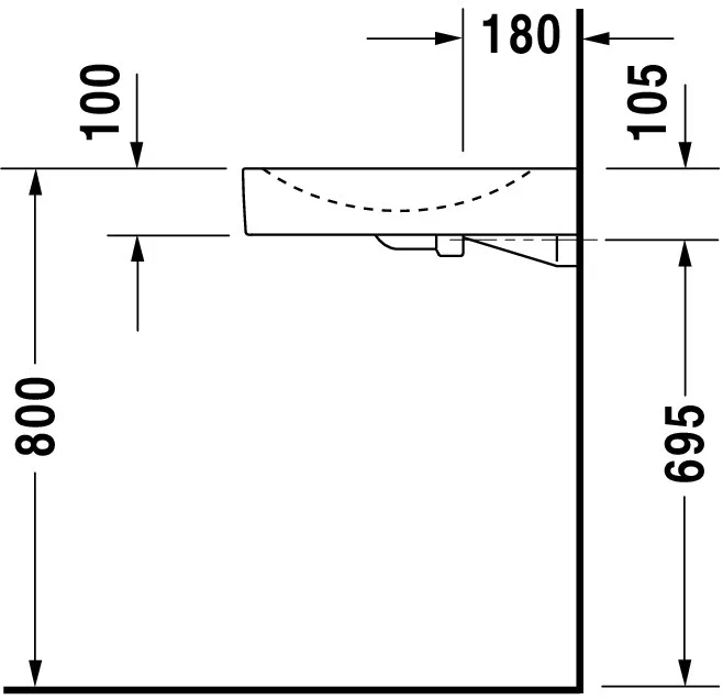 Waschtisch Architec Vital Med 575 mm ohneÜL, mitHLB, HL-Vst. li./re., weiß