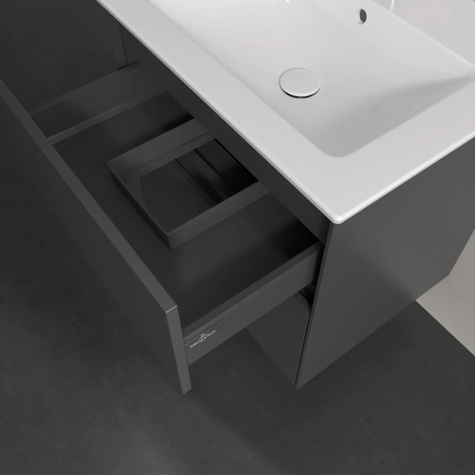 Villeroy & Boch Waschtischunterschrank „Collaro“ 611 × 610 × 480 mm Graphite, ohne Beleuchtung, für Becken mittig