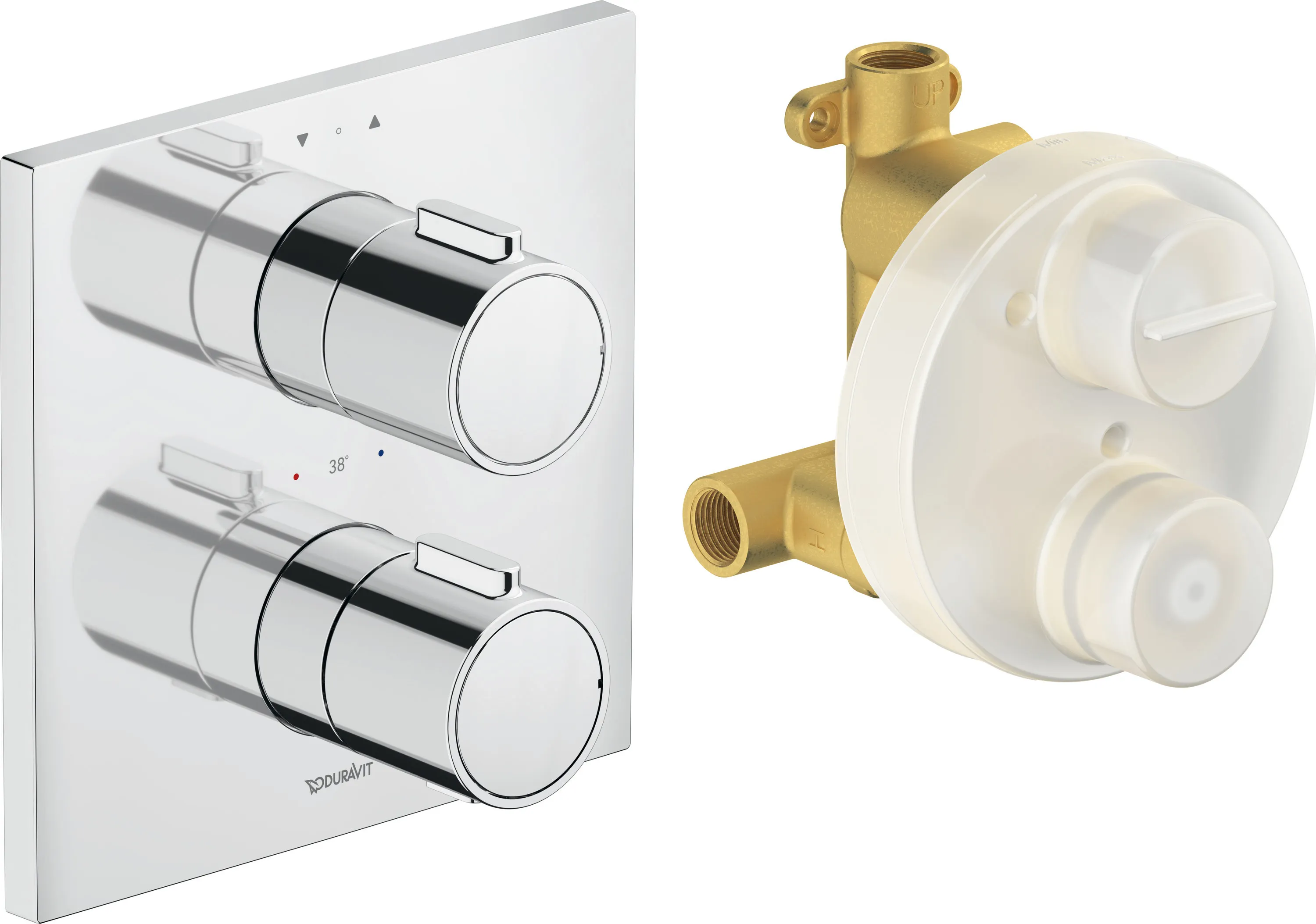 Duravit Zweihand-Unterputz-Armatur „Thermostatarmaturen“ in Chrom Duravit Zweihand-Unterputz-Armatur „Thermostatarmaturen“ in Chrom