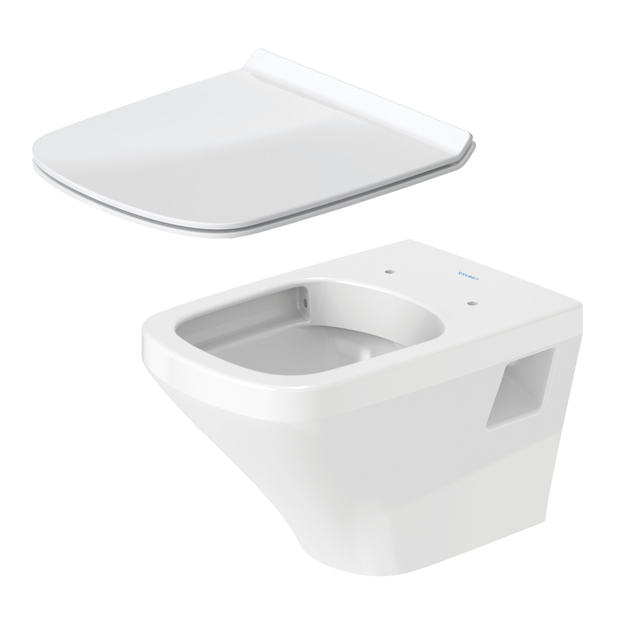 Set Wand-Tiefspül-WC „DuraStyle“ 37 × 35 × 54 cm ohne Spülrand, Befestigung sichtbar mit Duravit WC-Sitz „DuraStyle“ 35,9 × 43,3 × 4,3 cm SoftClose