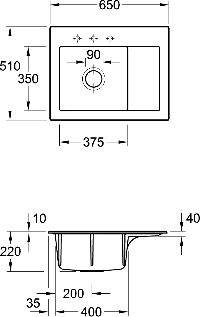 Villeroy & Boch Subway 45 Compact Einbauspüle, 650x510mm, Graphite CeramicPlus