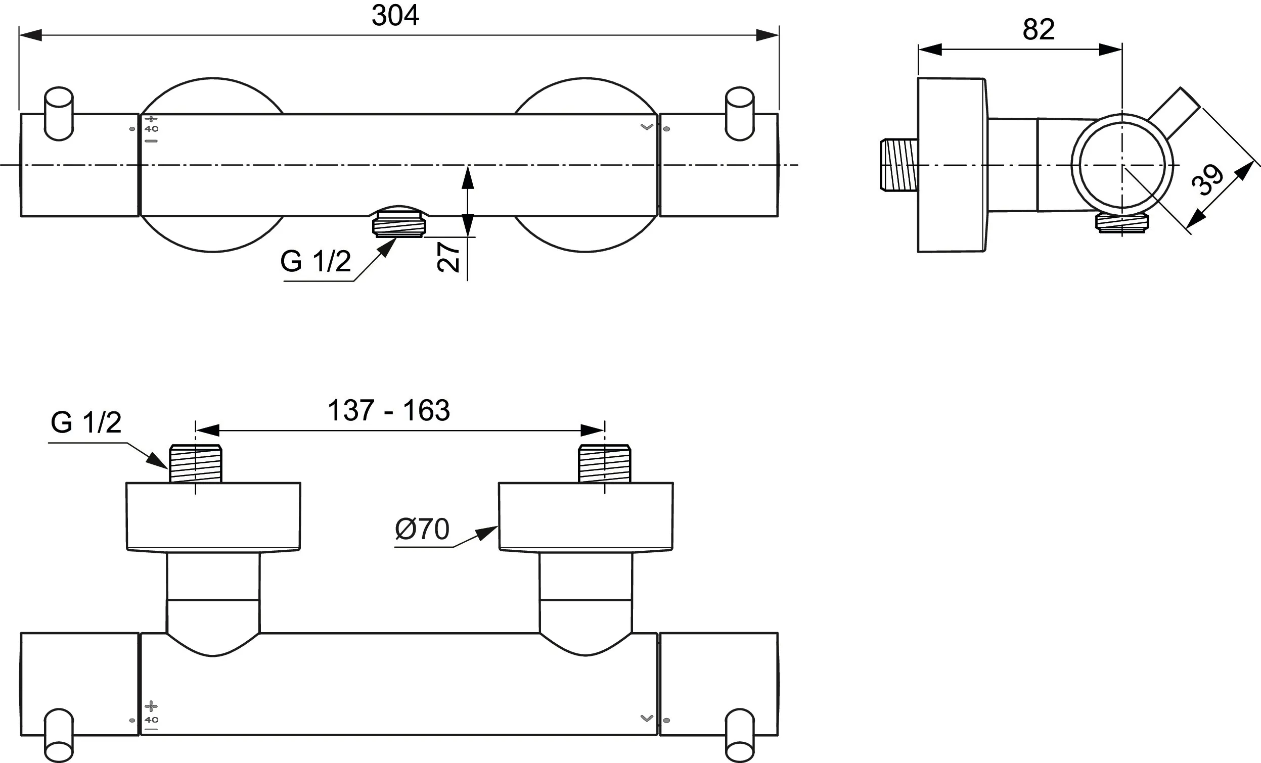 Ideal Standard Brausethermostat Aufputz Ceratherm T125 Pin-Griffe Silk Black Ideal Standard Brausethermostat Aufputz Ceratherm T125 Pin-Griffe Silk Black