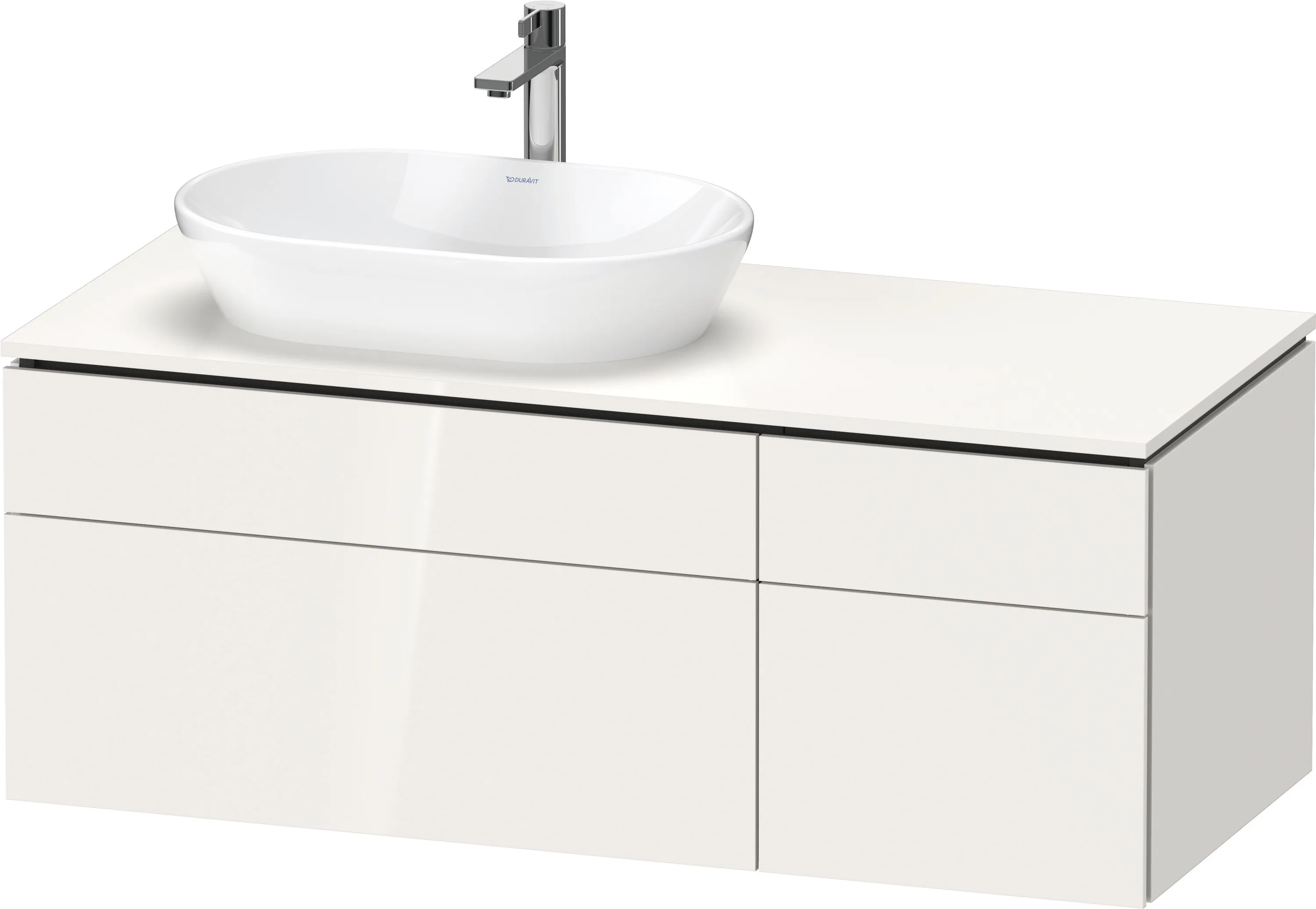 Duravit Waschtischunterschrank wandhängend „L-Cube“ 122 × 48,2 × 55 cm Weiß Hochglanz, links Duravit Waschtischunterschrank wandhängend „L-Cube“ 122 × 48,2 × 55 cm Weiß Hochglanz, links