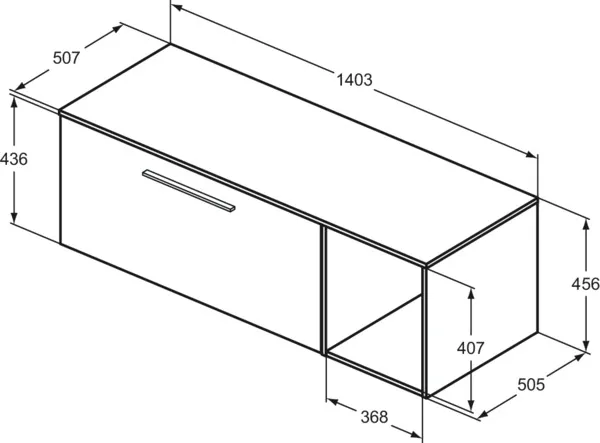 Möbel-Set 140cm i.life B 1 Auszug 1 offenes Fach Griff Chrom Weiß matt