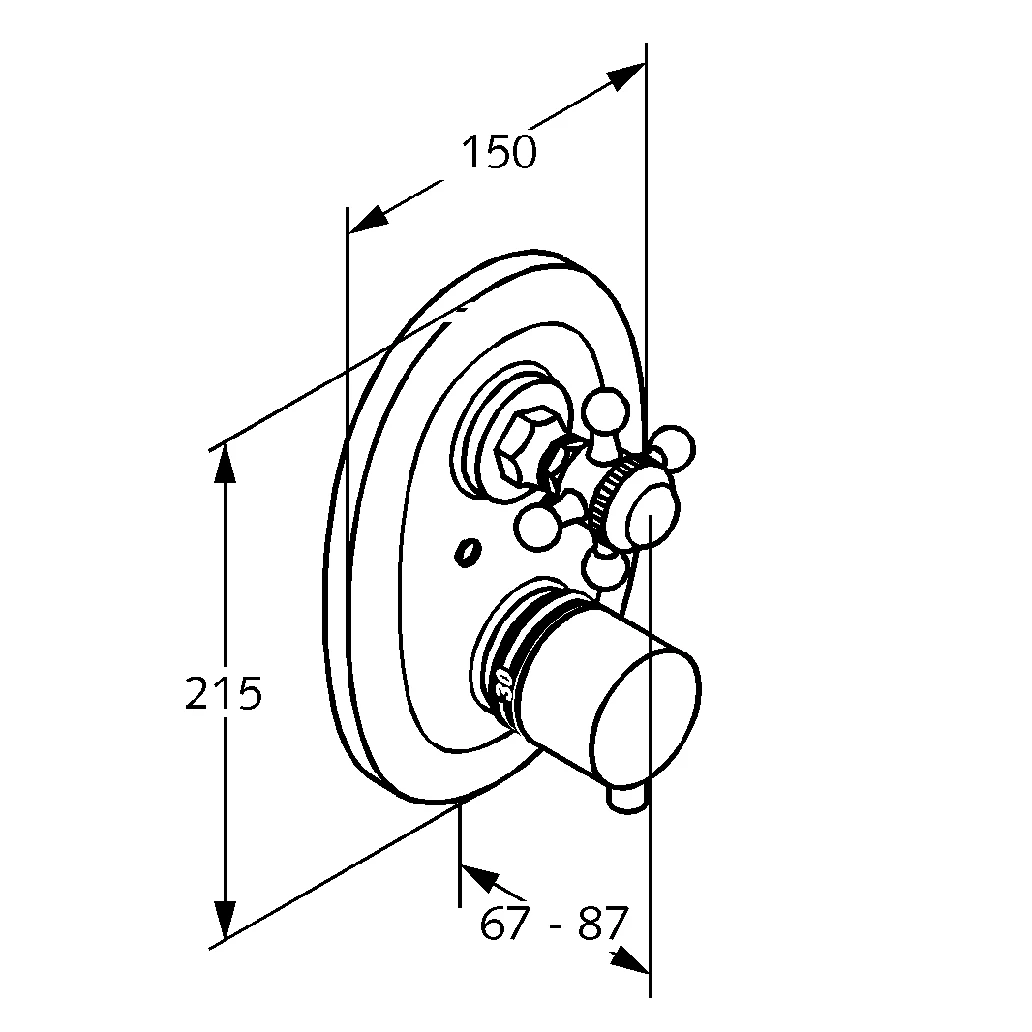 1926 UP-Thermostatarmatur UP-Feinbau-Set mit Absperrventil, chrom