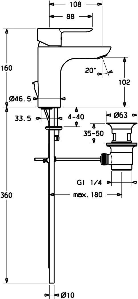 HansaLIGNA Einhebelmischer Waschtischbatterie 0609 Kupferrohr Zugstangenablaufgarnitur Ausladung 108 mm DN15 Chrom HansaLIGNA Einhebelmischer Waschtischbatterie 0609 Kupferrohr Zugstangenablaufgarnitur Ausladung 108 mm DN15 Chrom