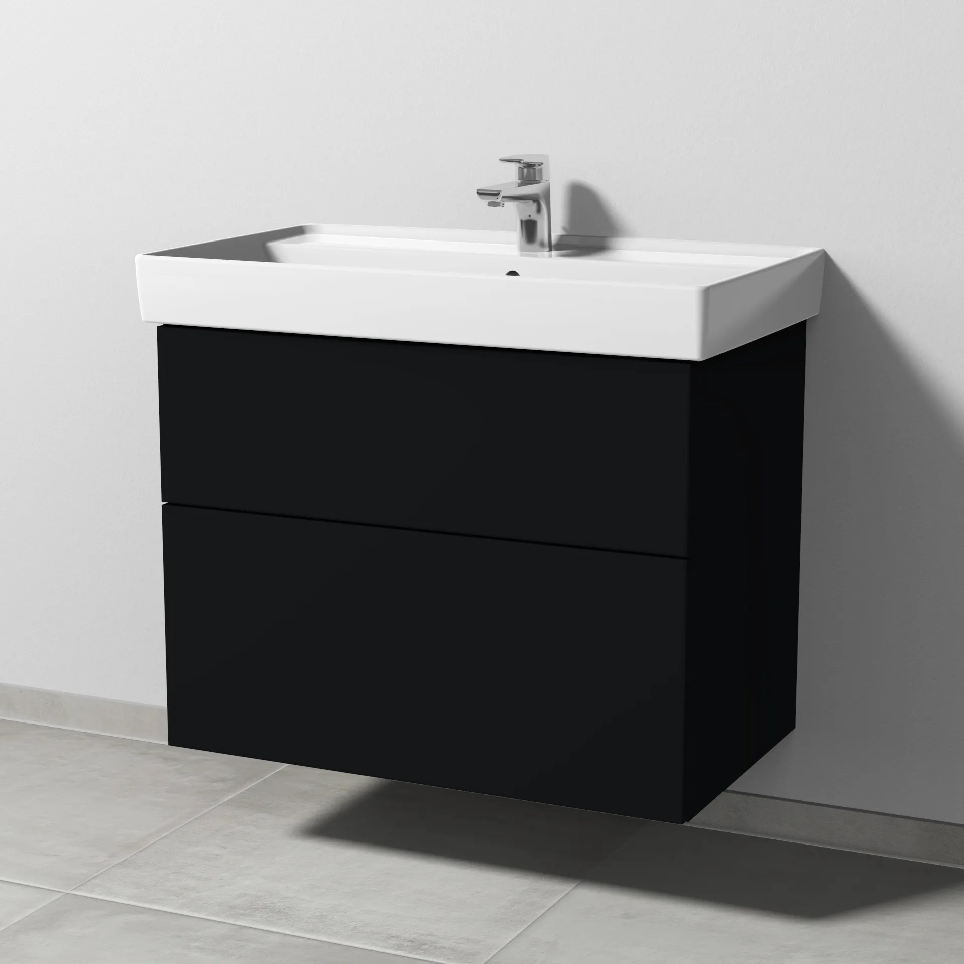 Sanipa Waschtischunterschrank „3way“ passend zu Keramik-Waschtische Collaro von Villeroy & Boch 750 × 588 × 447 mm in Schwarz (matt)