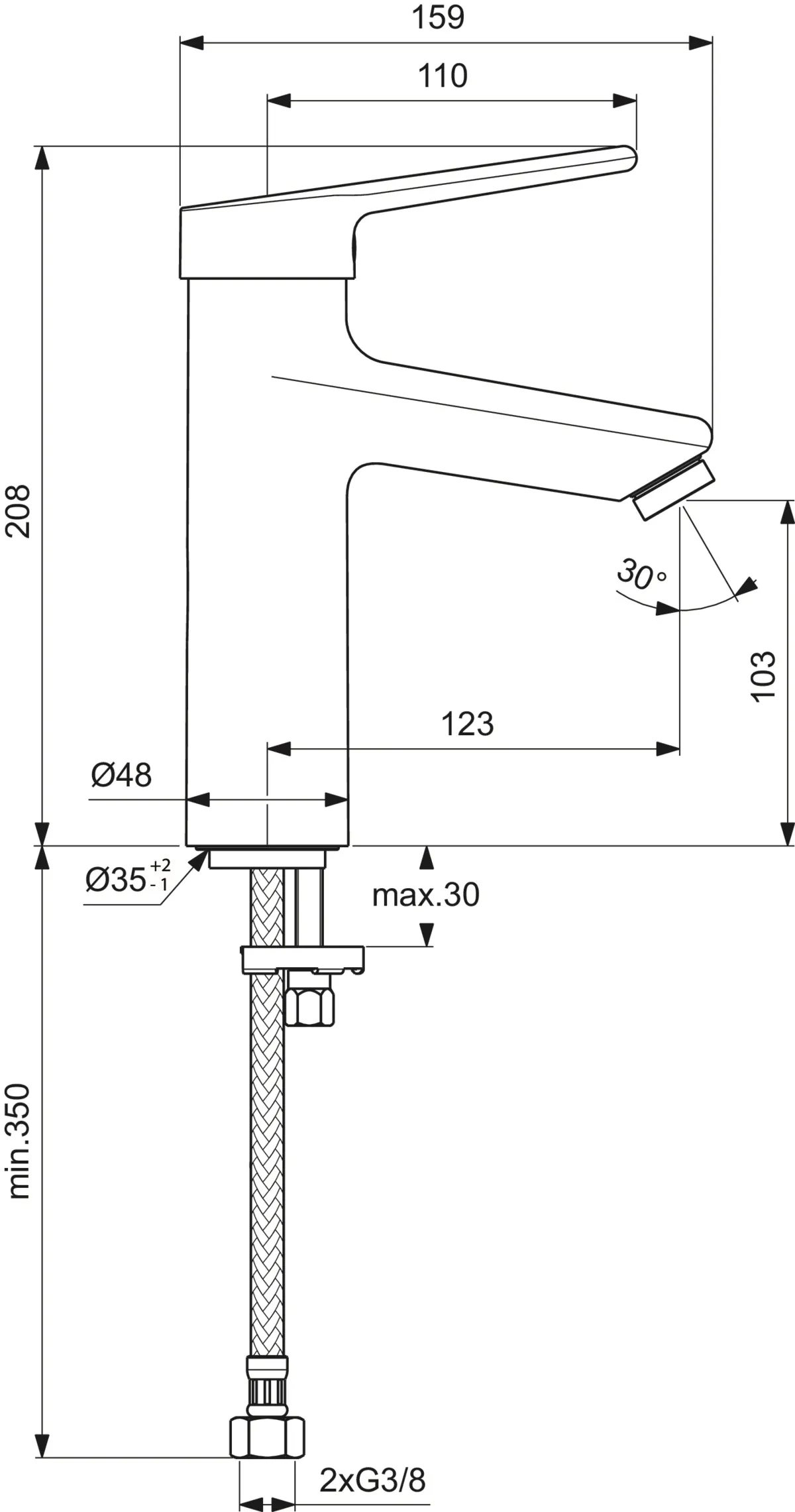Waschtischarmatur Ceraplus Grande ohne Ablaufgarnitur Ausladung 123mm Chrom Waschtischarmatur Ceraplus Grande ohne Ablaufgarnitur Ausladung 123mm Chrom