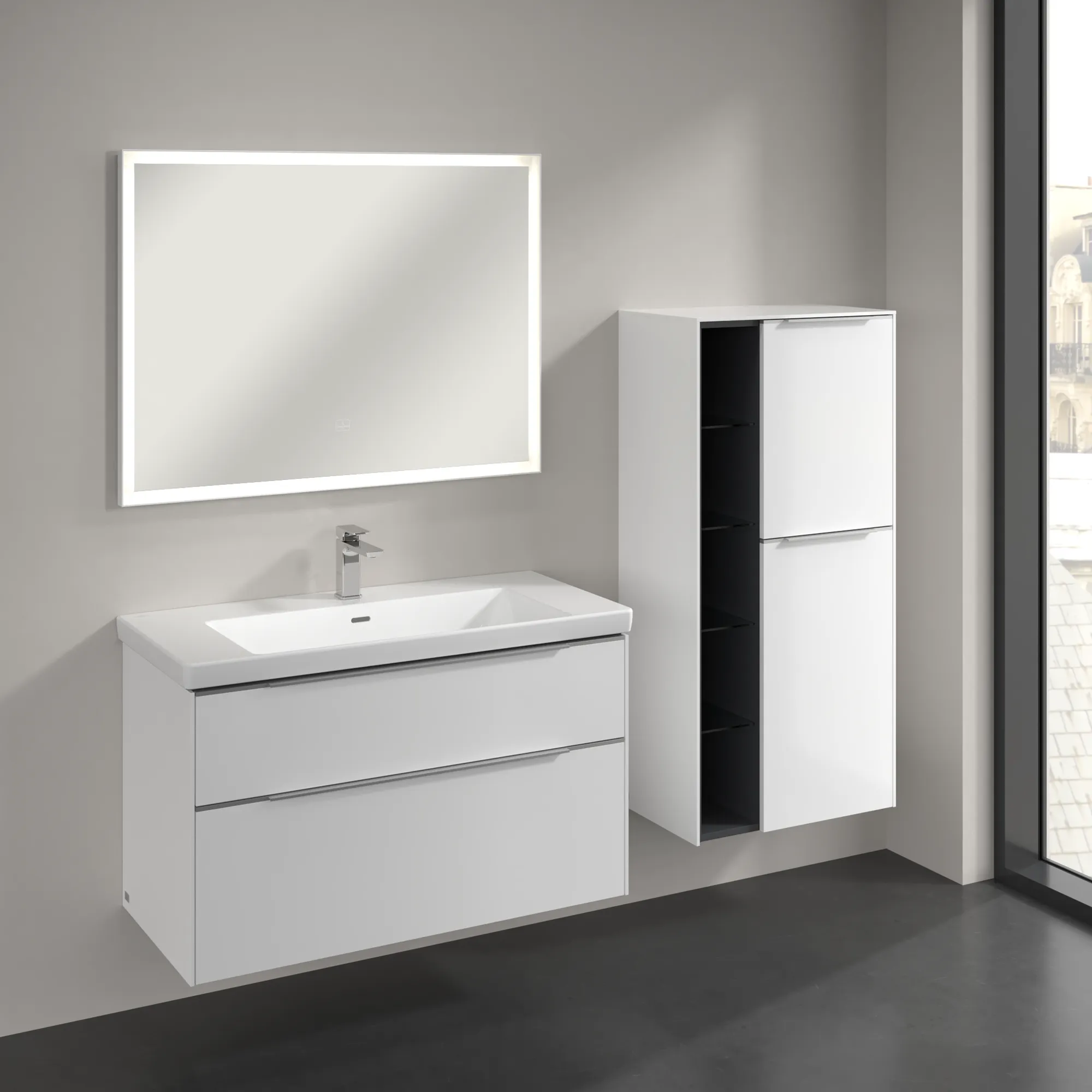 Villeroy & Boch Mittelschrank „Subway 3.0“ 57,4 × 120 × 36,2 × 36,2 cm 2 Türen, Anschlag (Scharnier) rechts, 2 Türen, Anschlag rechts