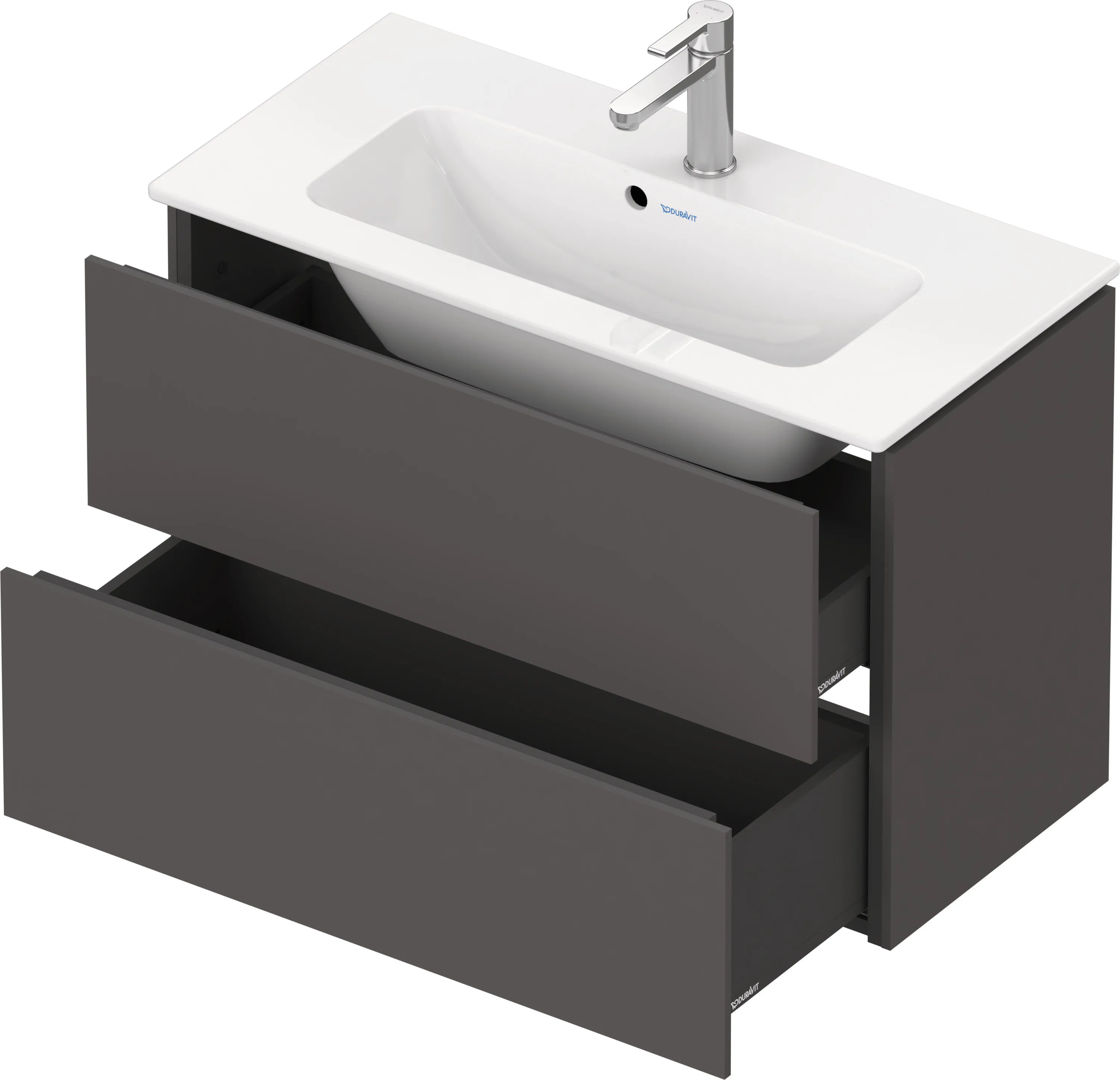 Duravit Waschtischunterschrank wandhängend „L-Cube“ 82 × 55 × 39,1 cm Graphit Matt