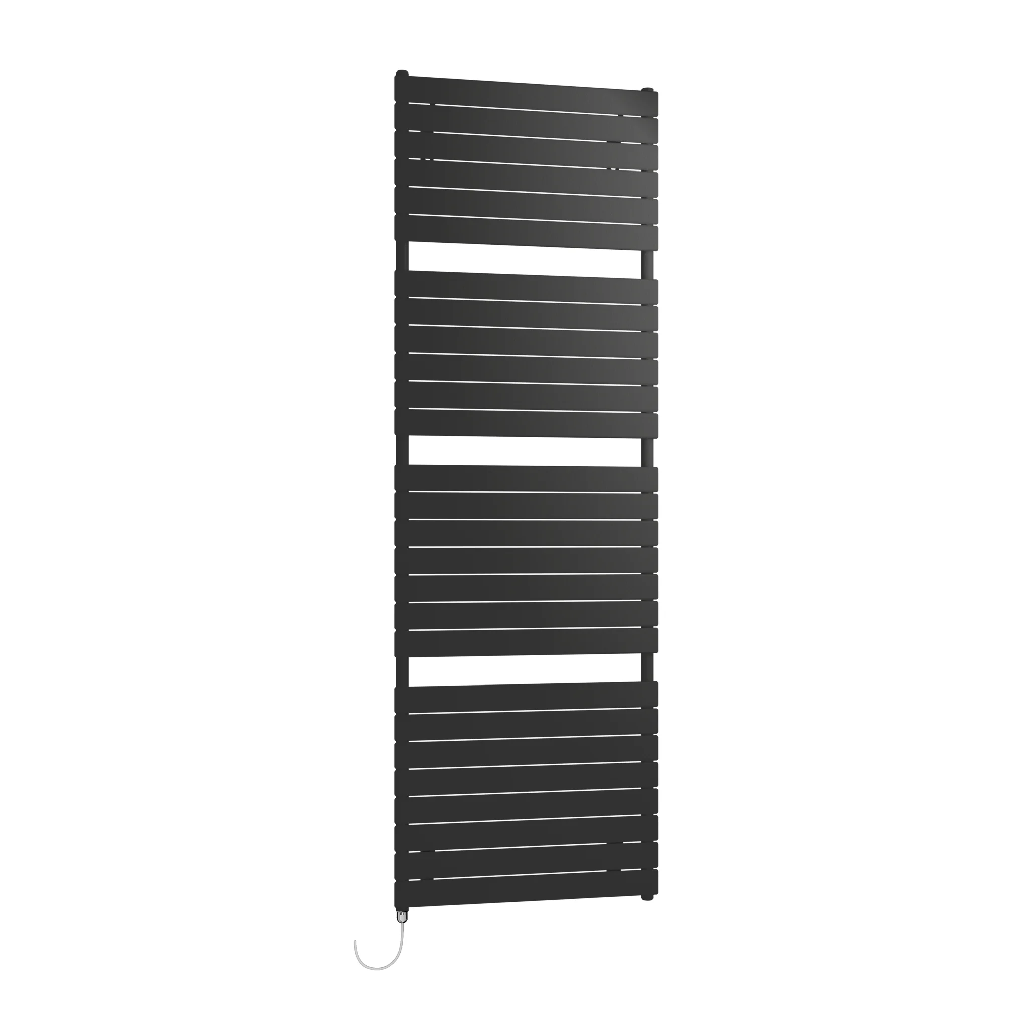Kermi Aster Designheizkörper - Elektroheizung in Schwarz RAL 9005 matt, 2137 mm hoch, 800 mm breit, 37 mm tief, links