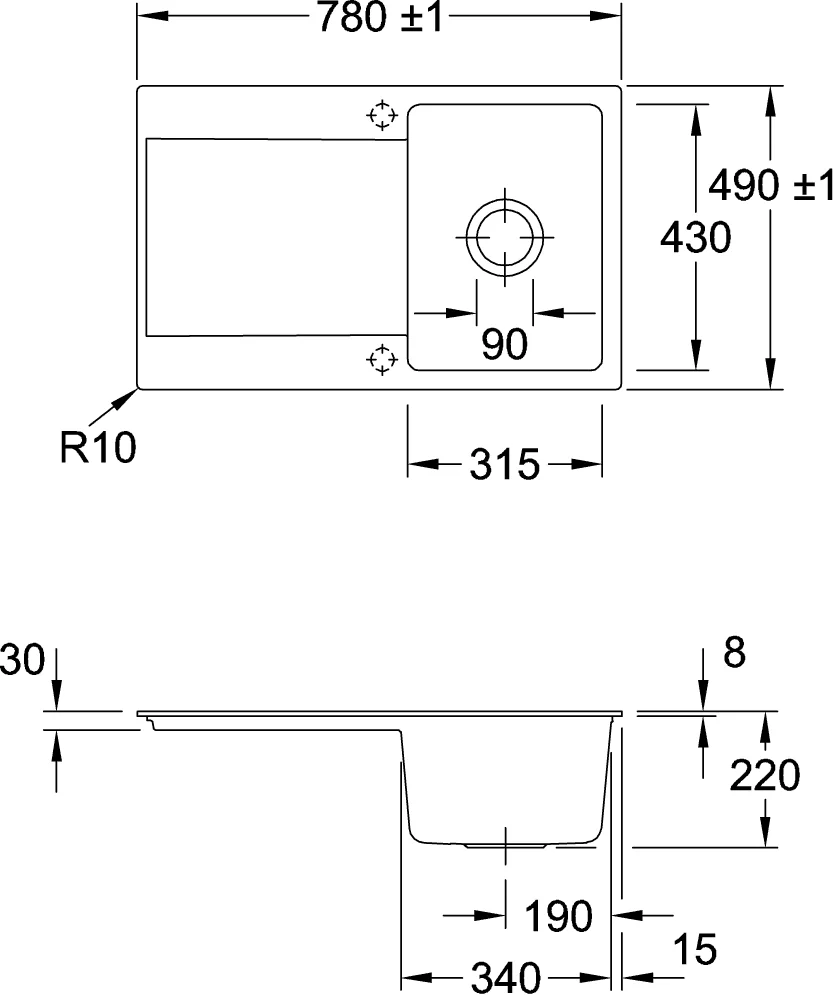 Villeroy & Boch Siluet flat 45 Flat 900-1 Küche Spülen 33340F