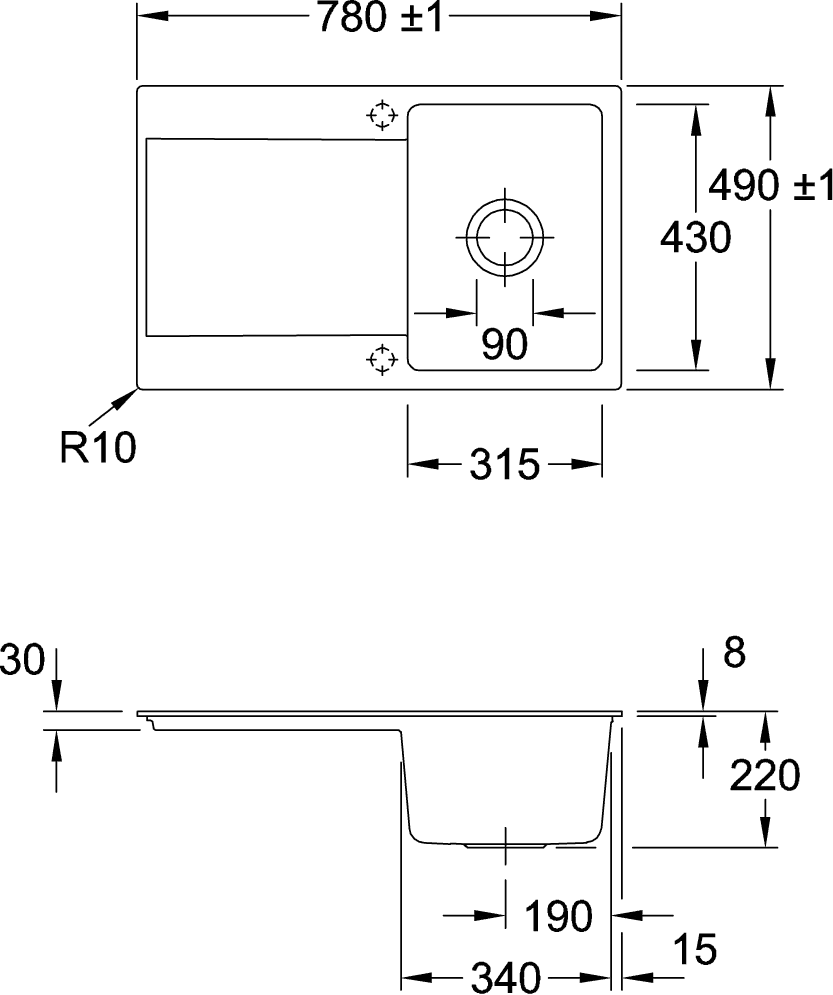 Villeroy & Boch Siluet flat 45 Flat 900-1 Küche Spülen 33340F Villeroy & Boch Siluet flat 45 Flat 900-1 Küche Spülen 33340F