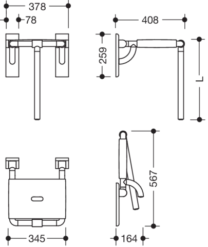 Klappsitz „Serie 801“ in Anthrazitgrau