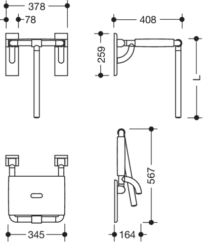Klappsitz „Serie 801“ in Anthrazitgrau Klappsitz „Serie 801“ in Anthrazitgrau