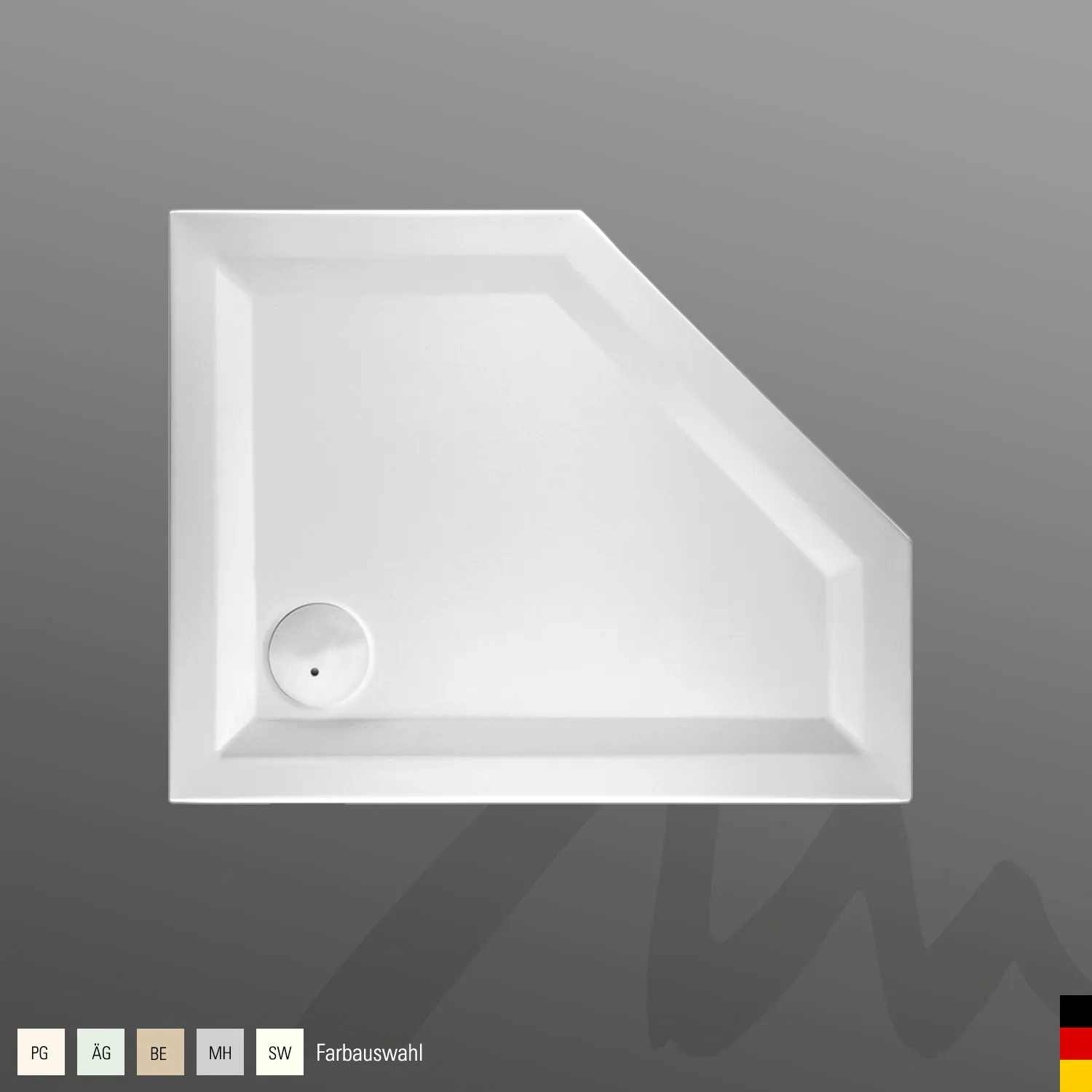Mauersberger Acryl-Duschwanne circi 100⁄80 SF rechts, 1000x800x55, Farbgruppe 2