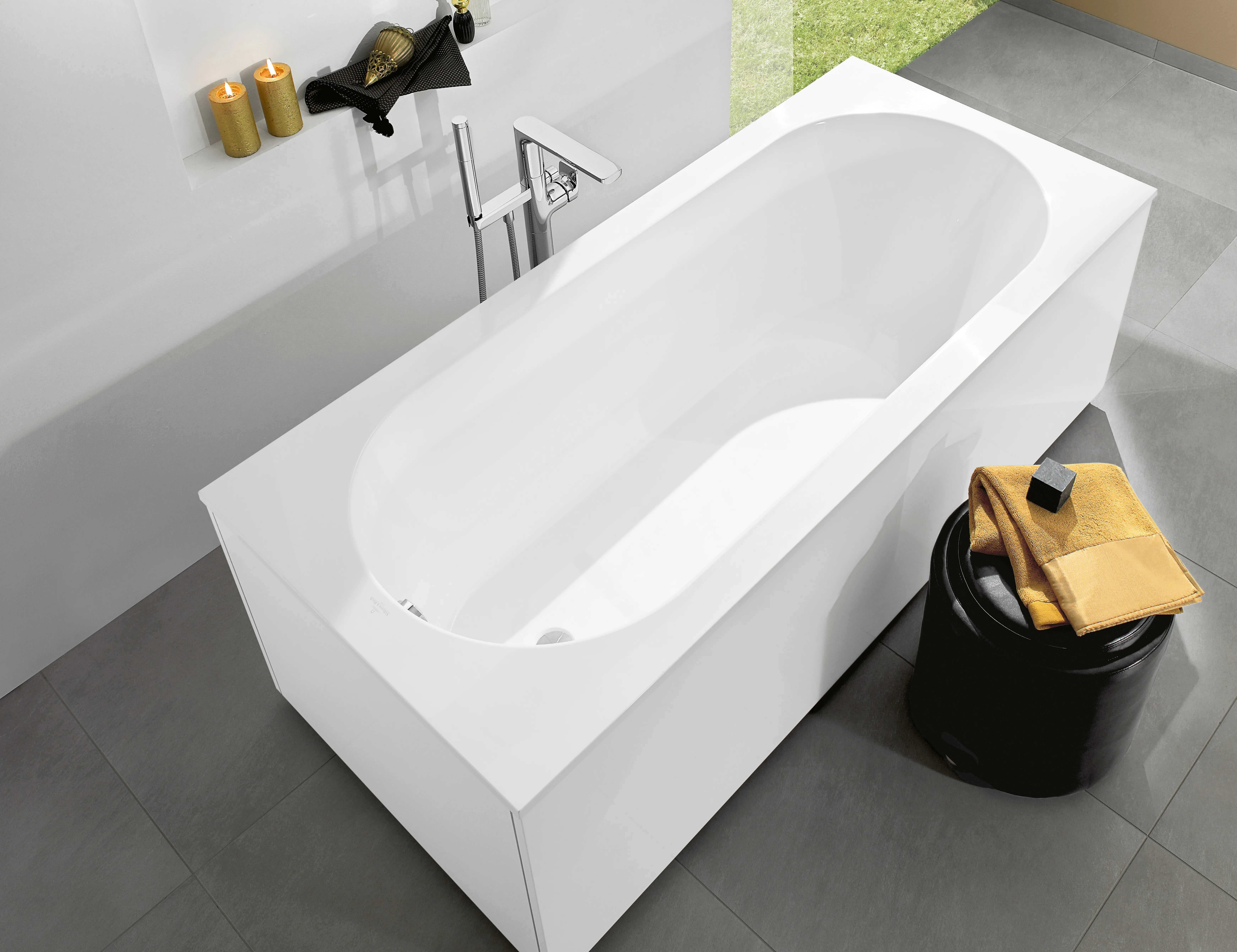 Villeroy & Boch Badewanne „Oberon“ rechteck 170 × 75 cm, Fußablauf