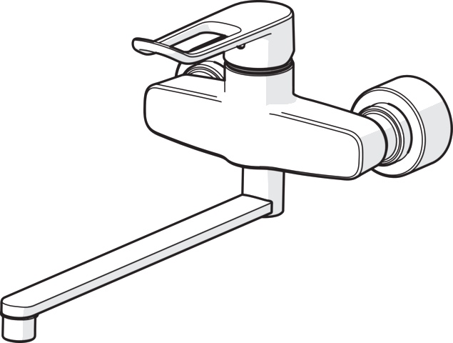 HA Einhebelmischer Waschtischbatterie HANSACLINICA 0154 Bügelhebel Bedienungshebel lang Ausladung 377 mm DN15 Chrom