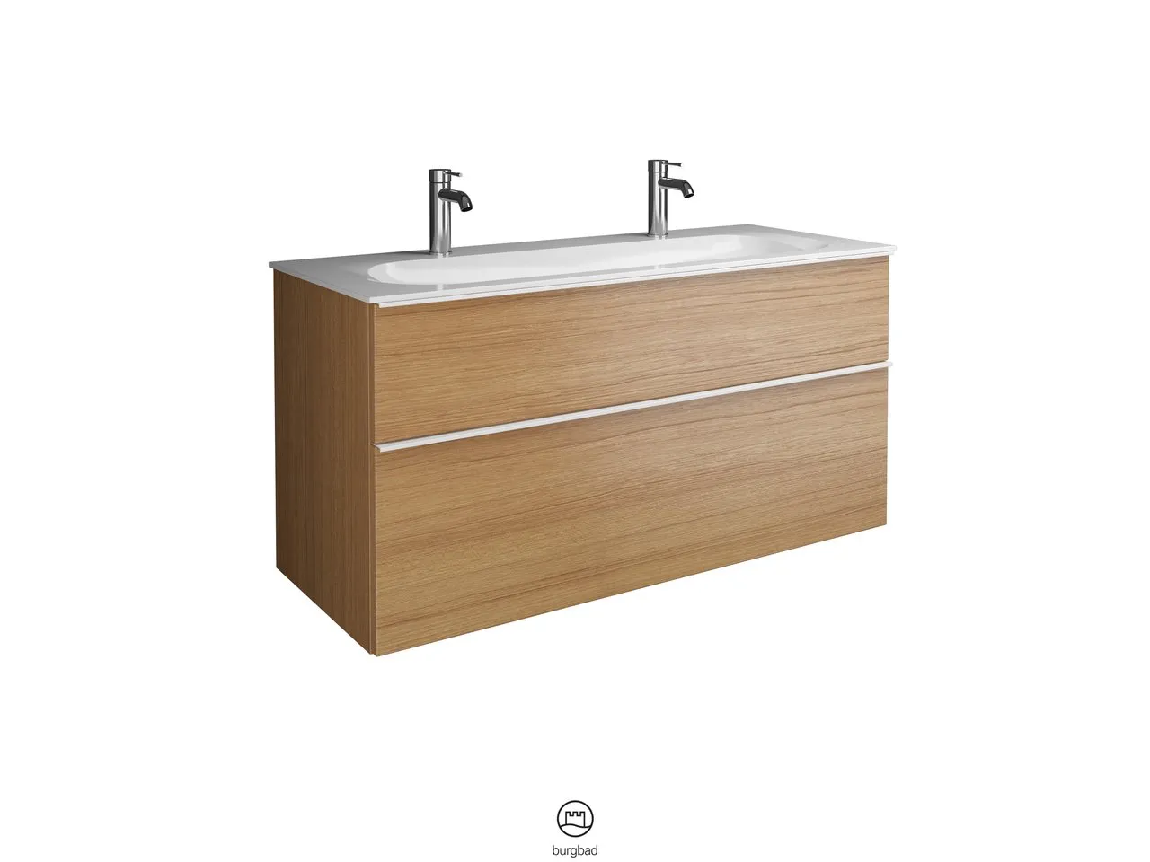 burgbad Badmöbelset „Fiumo“ Griff, Chrom (230 mm), in Weiß Matt burgbad Badmöbelset „Fiumo“ Griff, Chrom (230 mm), in Weiß Matt