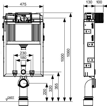 TECEbox WC-Modul mit Uni-Spülkasten, Bauhöhe 1060 mm